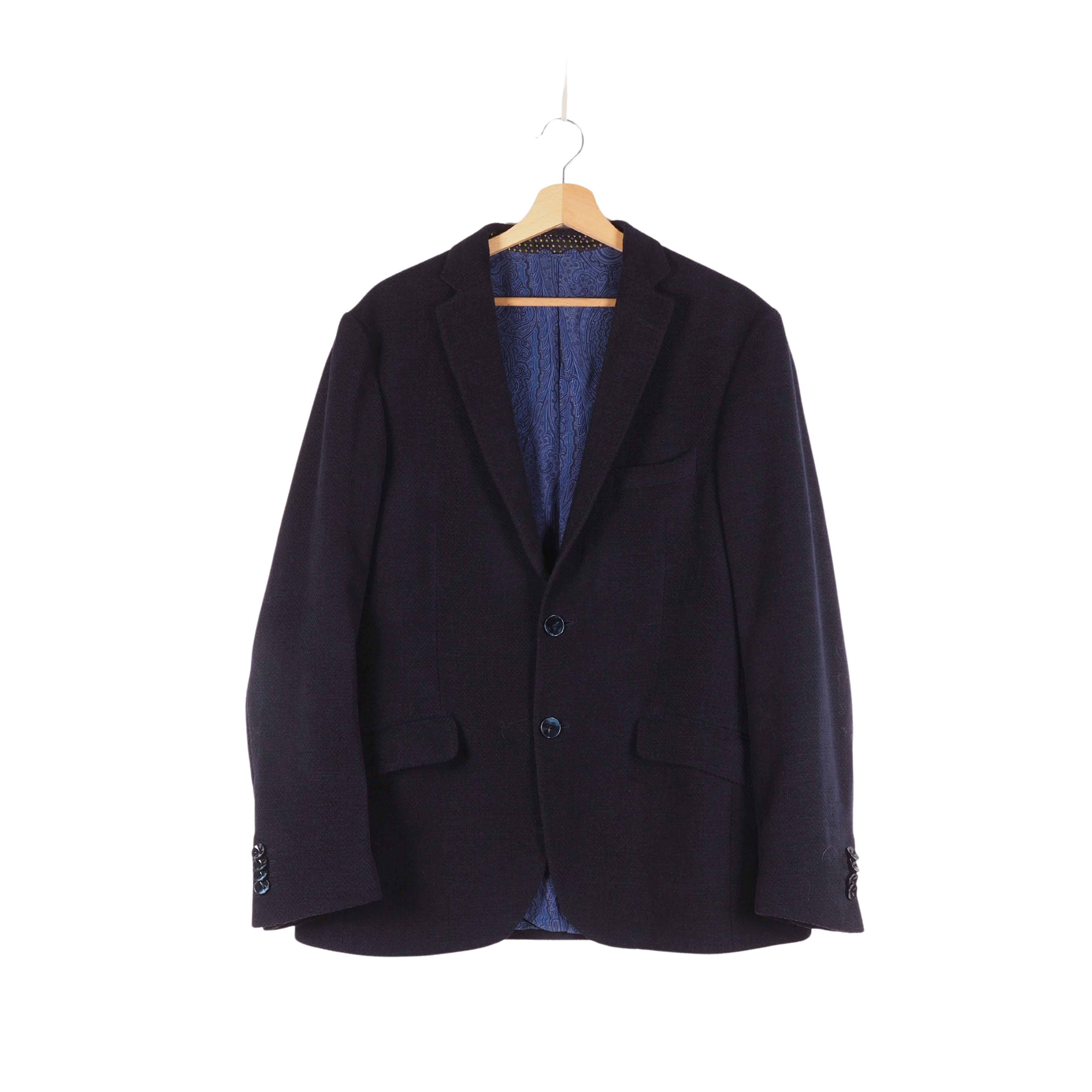 Etro ETRO Superleggerr Wool Blue Navy Sport Coat Blazer Jacket Size 44R - 2 Thumbnail