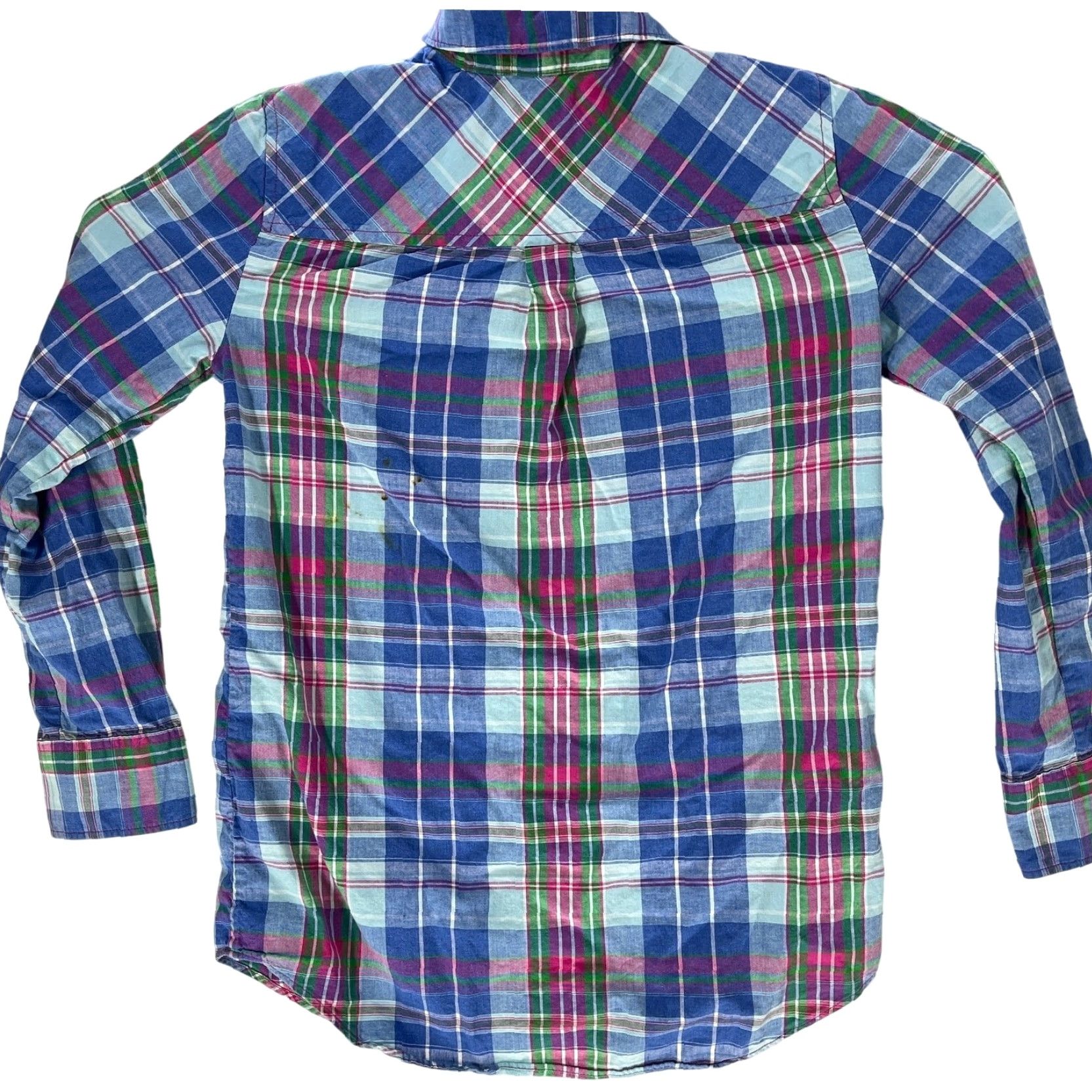 J.Crew VINTAGE J.CREW Button-Up Shirt Womens XS Blue Pink Green Plaid 100% Cotton stains Size XS / US 0-2 / IT 36-38 - 3 Thumbnail