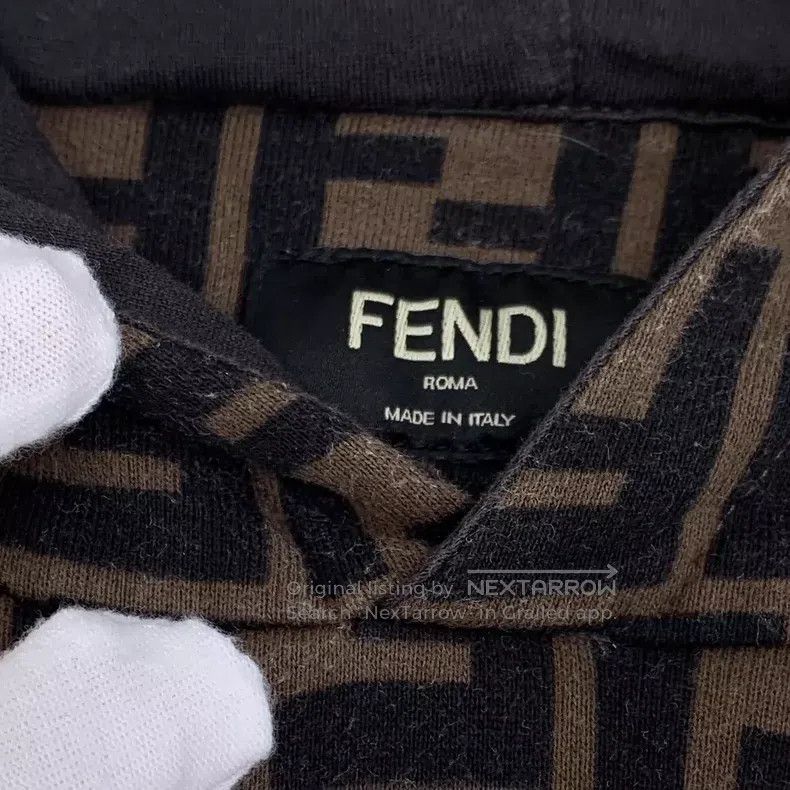 Fendi Fendi Dark brown cotton logo letter all-over print hooded Size US L / EU 52-54 / 3 - 8 Thumbnail