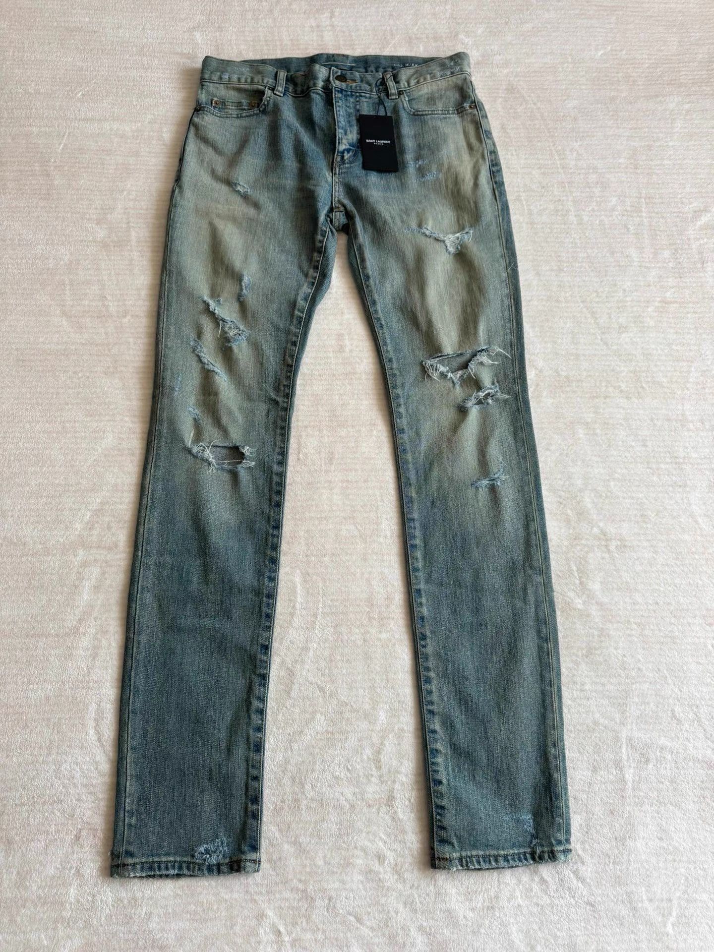 Saint Laurent Paris Distressed Blue Denim Pants Size 30 Size US 30 / EU 46 - 1 Thumbnail
