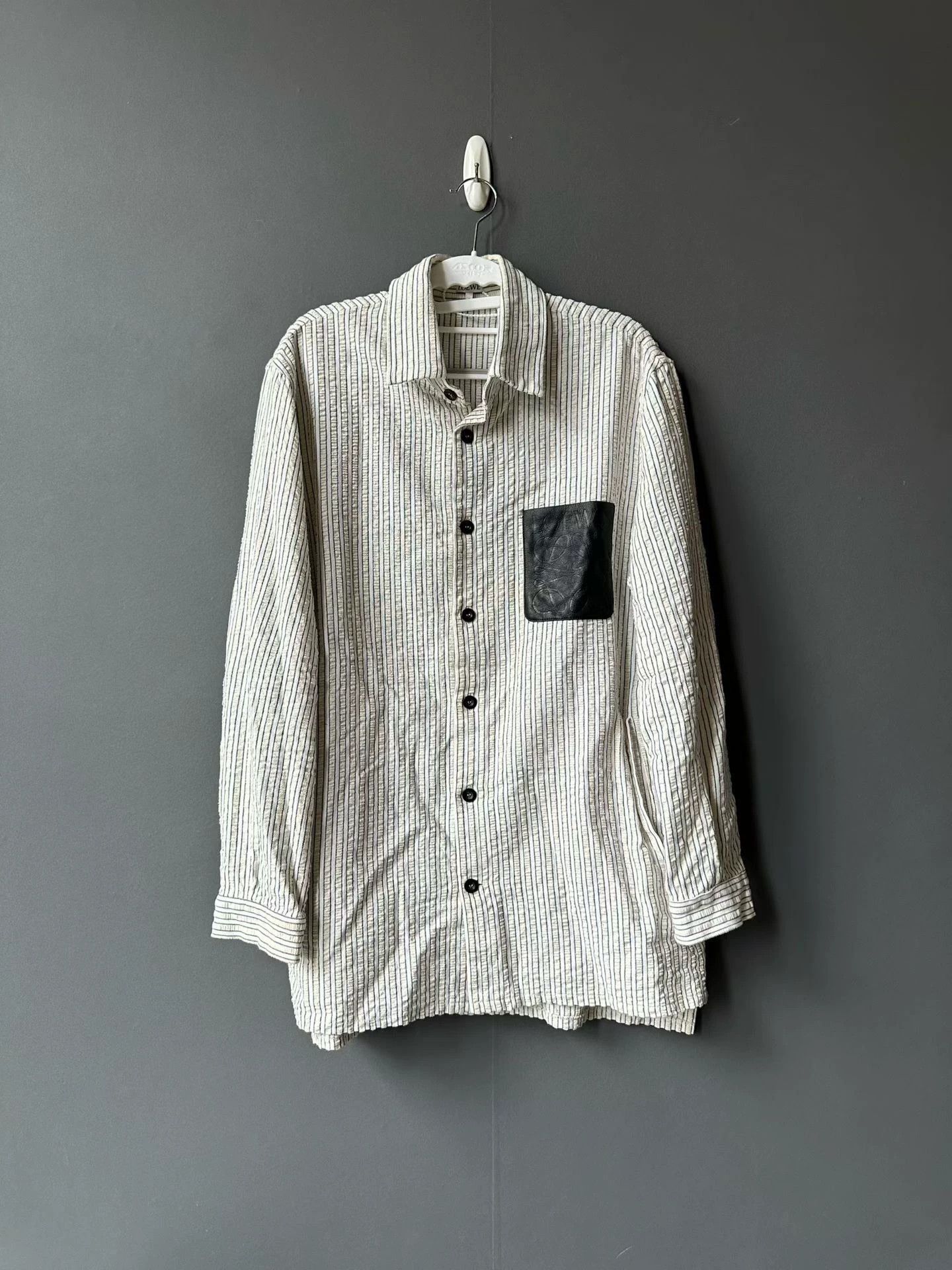 Loewe LOEWE Striped Leather Patch Shirt - Size 50 Size US M / EU 48-50 / 2 - 1 Thumbnail