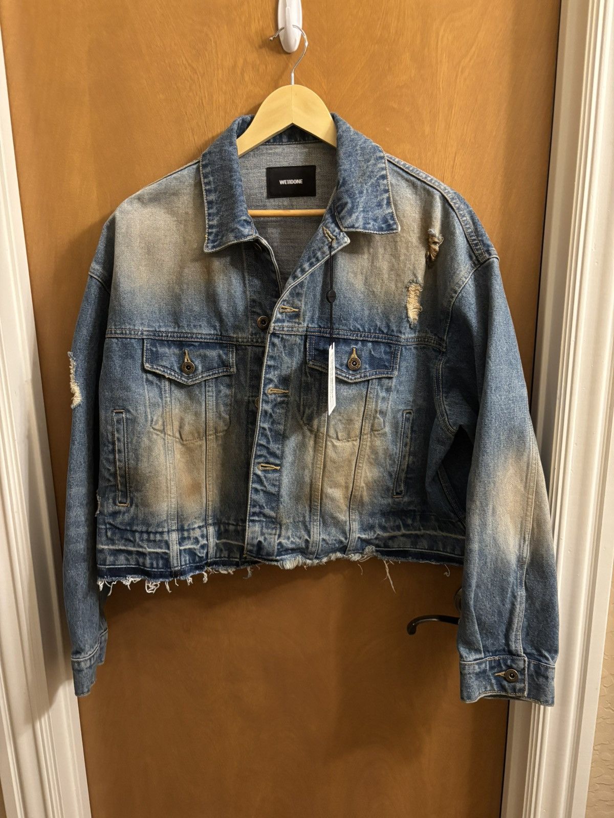 WE11DONE WE11DONE Blue Distressed Denim Jacket Size US XXS / EU 40 - 3 Thumbnail