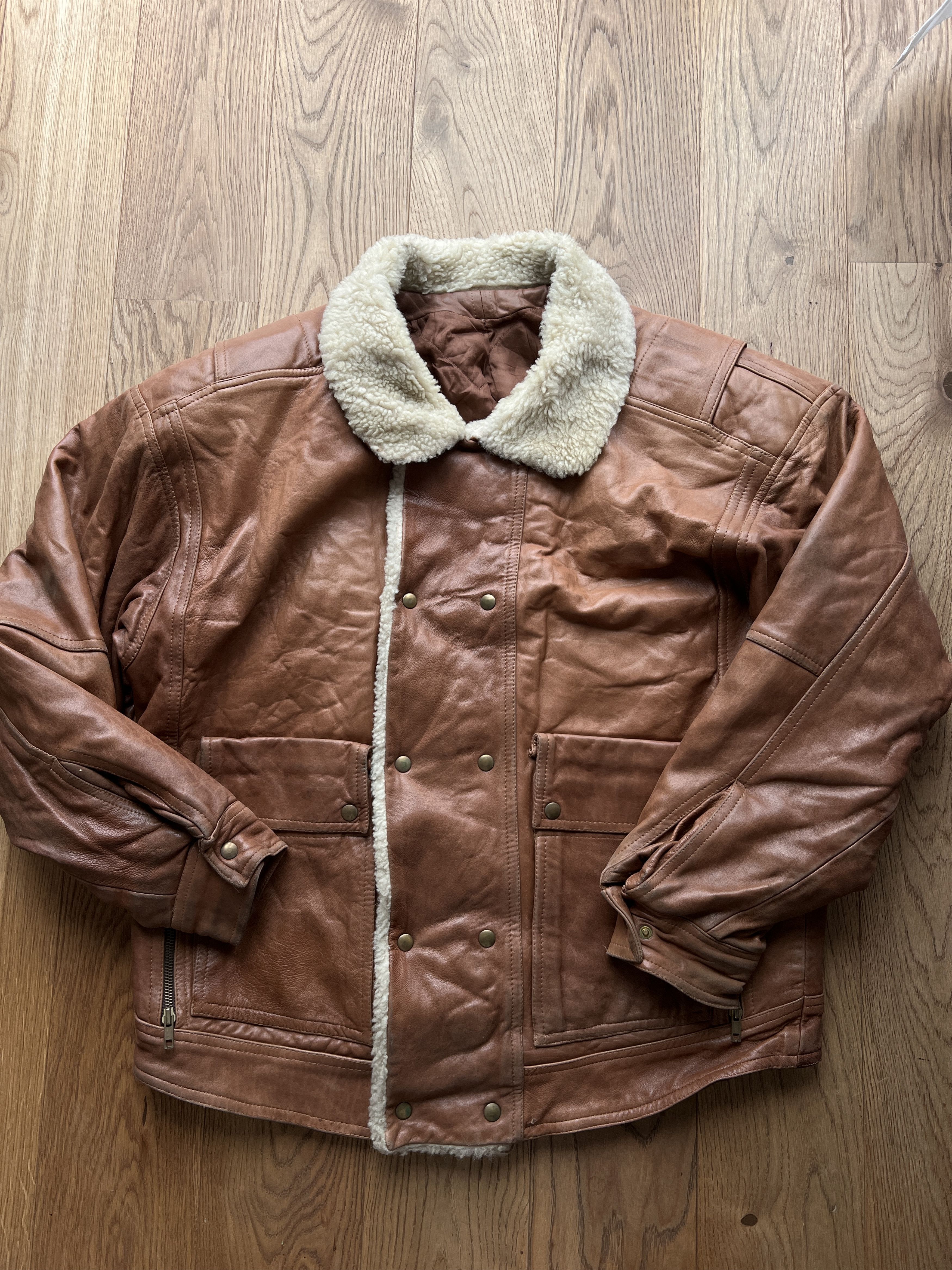 Hysteric Glamour Vintage 90s Aviator shearling leather jacket sheepskin opium Size US L / EU 52-54 / 3 - 4 Thumbnail