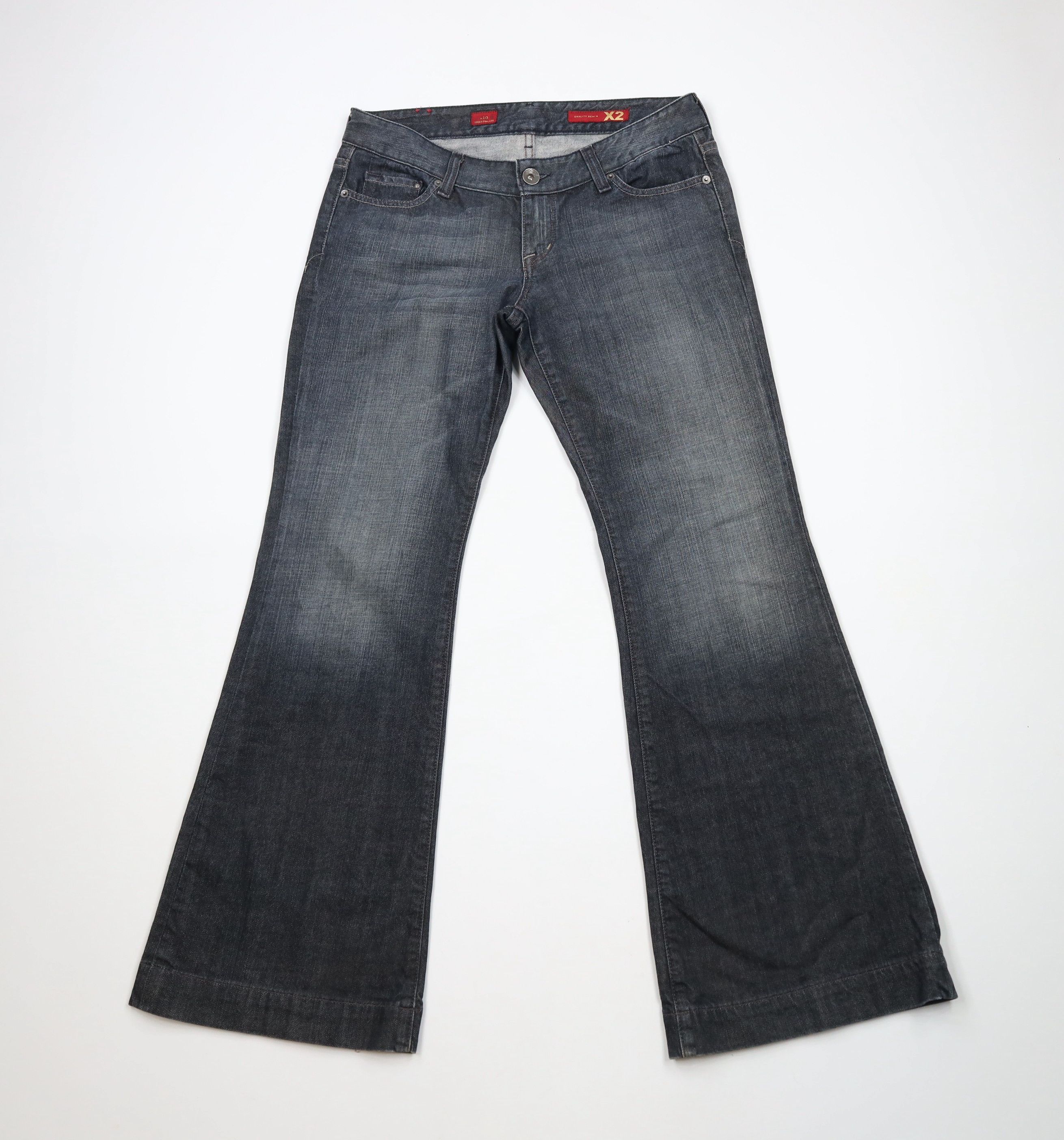 Express × Vintage Vintage Y2K Express X2 Full Leg Flared Stretch Denim Jeans Size 30" / US 8 / IT 44 - 1 Thumbnail