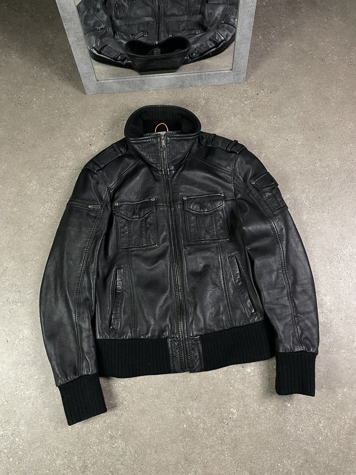 Vintage Y2K Multipocket Leather Jacket Japanese Hype