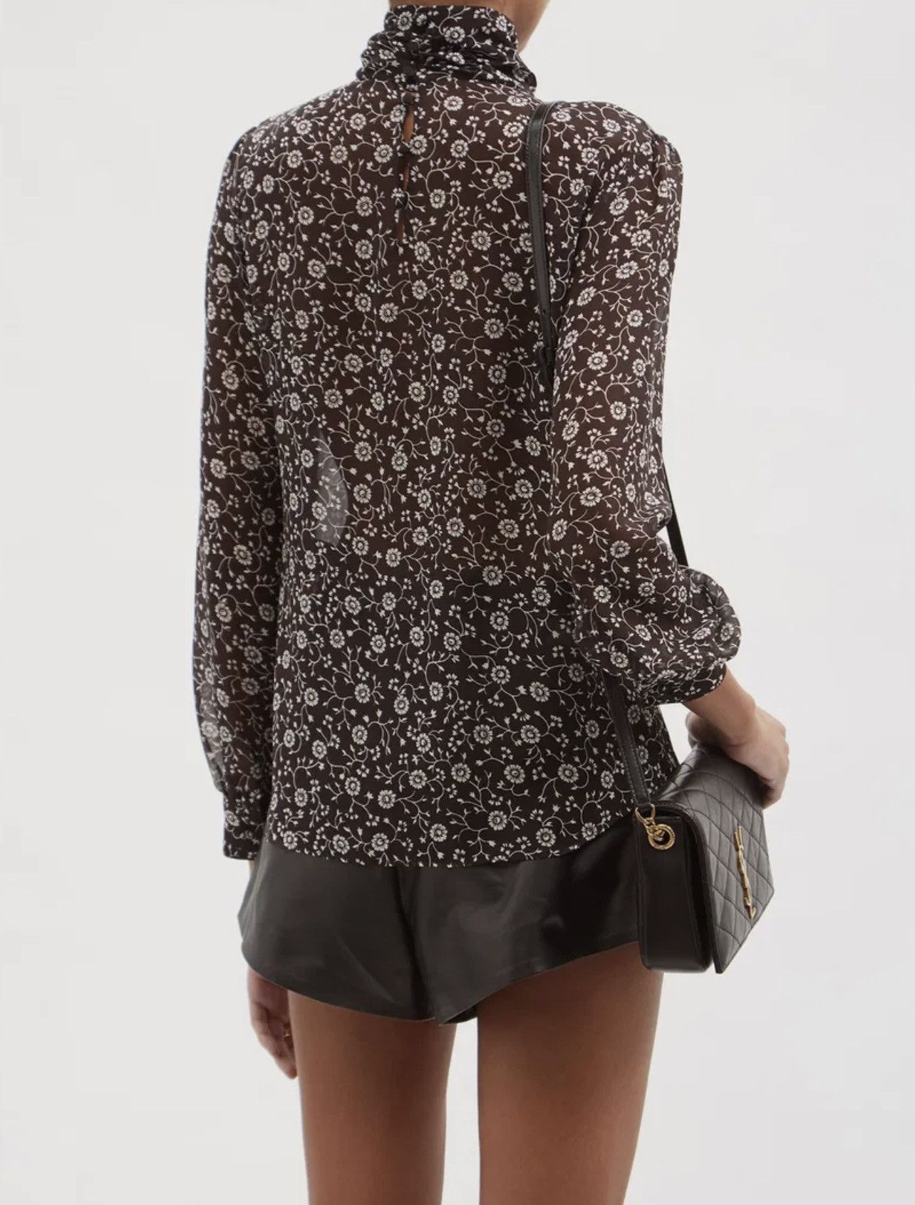 Saint Laurent Paris Saint Laurent Floral Silk Georgette Blouse – FR 40 Size M / US 6-8 / IT 42-44 - 3 Thumbnail