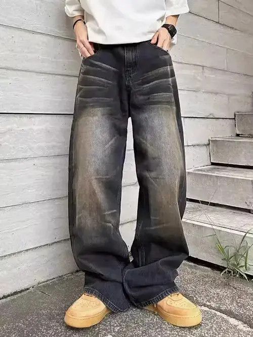 Jean Street hip hop ripple texture retro straight jeans Size US 32 / EU 48 - 3 Thumbnail