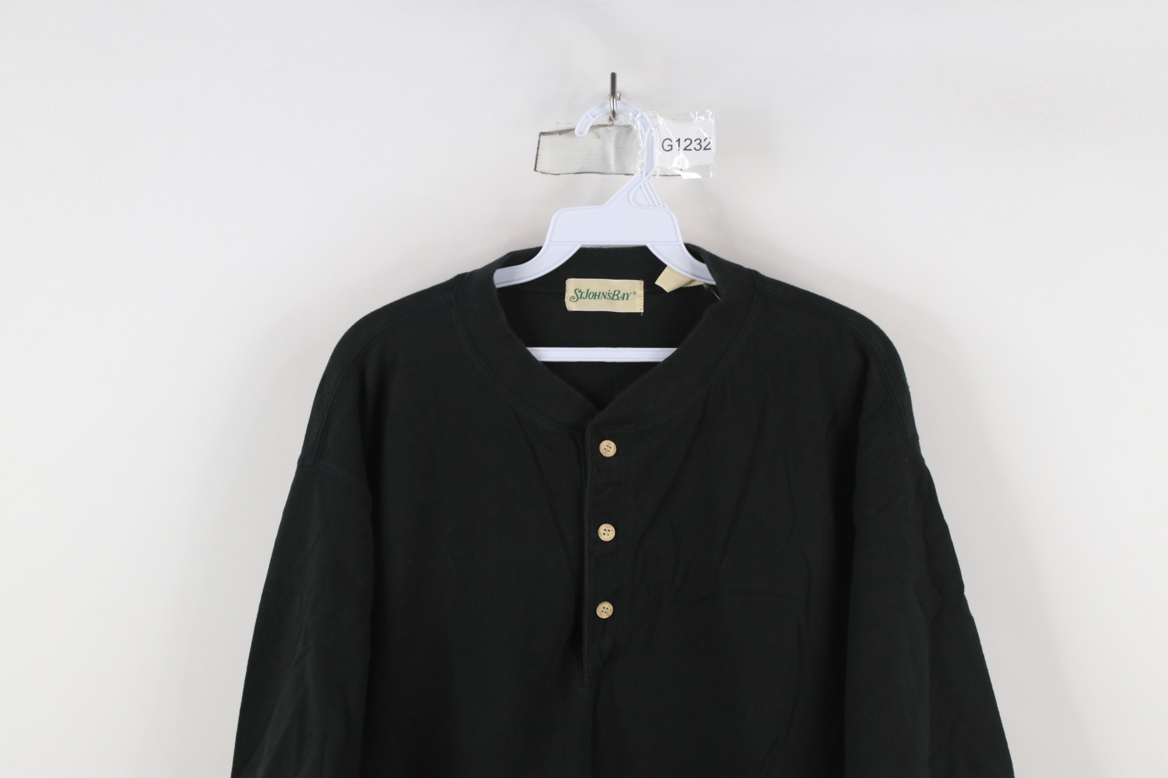 Vintage Vintage 90s Streetwear Heavy Cotton Henley T-Shirt Black Size US XL / EU 56 / 4 - 2 Thumbnail
