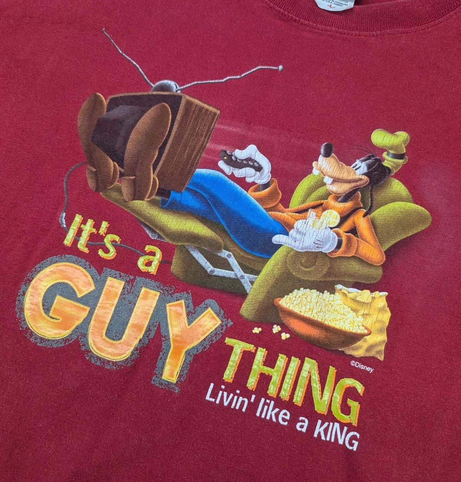 Disney Y2K Disney Goofy "It's A Guy Thing" Red T-shirt Size US L / EU 52-54 / 3 - 2 Thumbnail