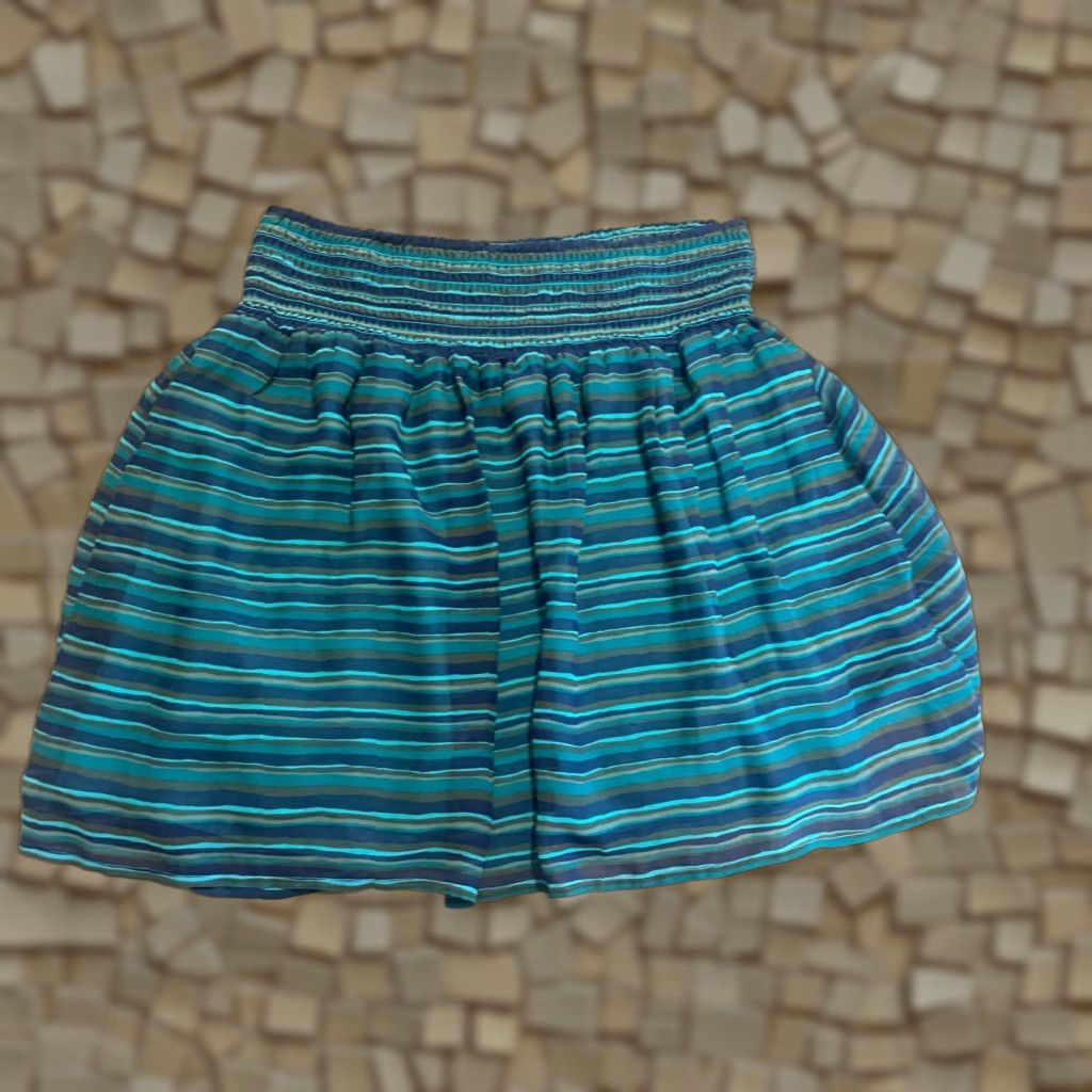 Old Navy Old Navy Skirt Women's Large Blue Green Striped Pull On Mini Skirt Casual Size 36" / US 14 / IT 50 - 1 Thumbnail