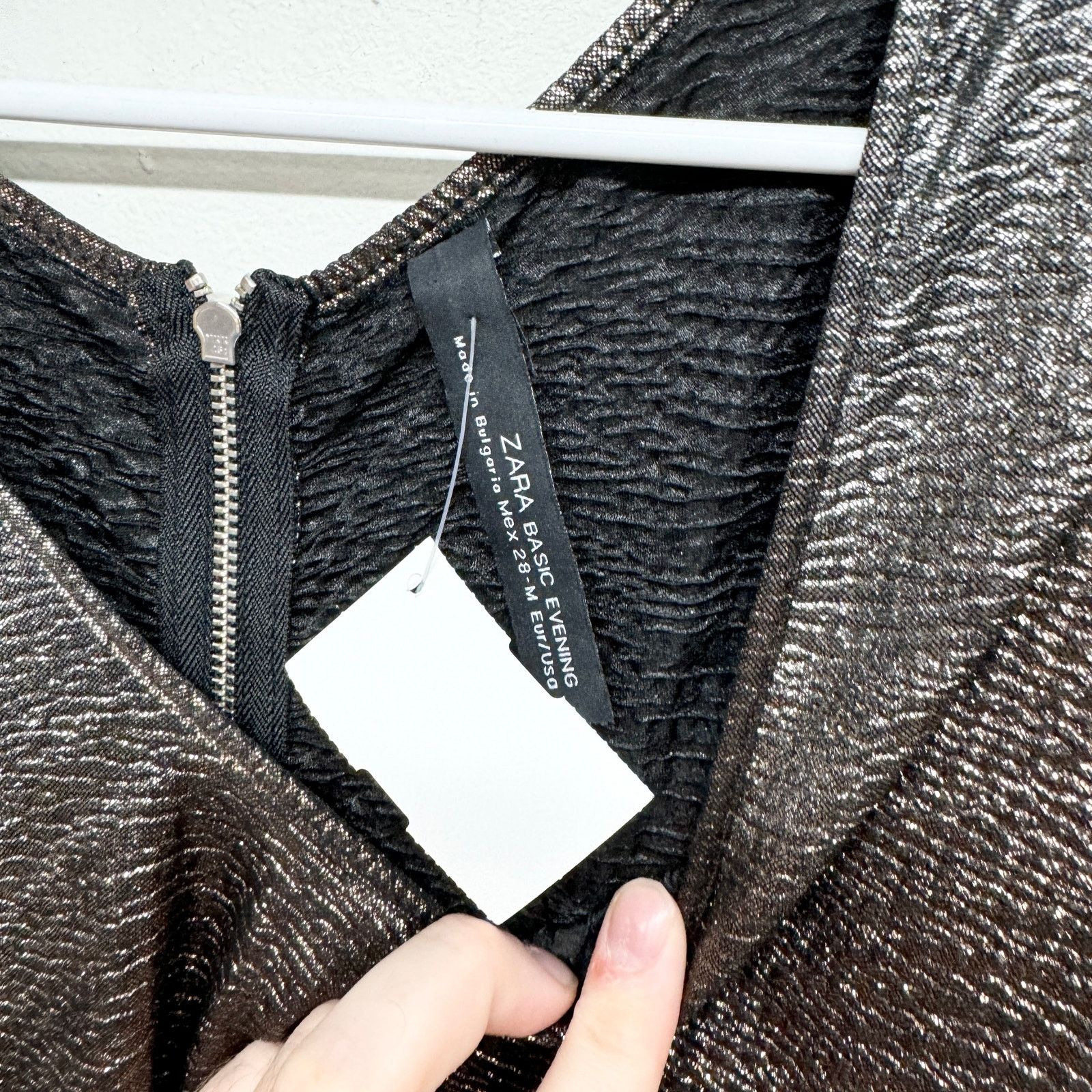 Zara Zara Basic Evening M Silver Brown Metallic Mini Dress Size M / US 6-8 / IT 42-44 - 2 Thumbnail