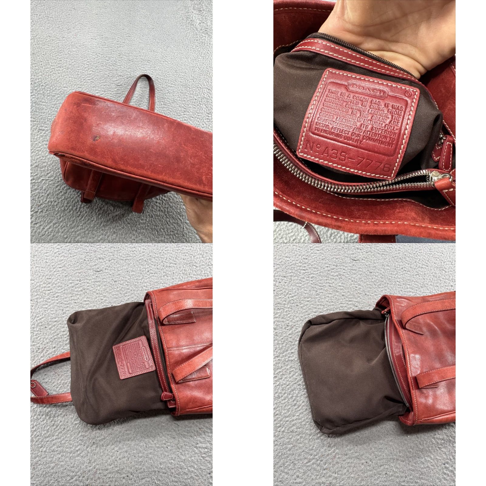 Coach VINTAGE Coach Hampton Tote Leather Red Women Bag 7776 Used Some Damage Size ONE SIZE - 8 Thumbnail
