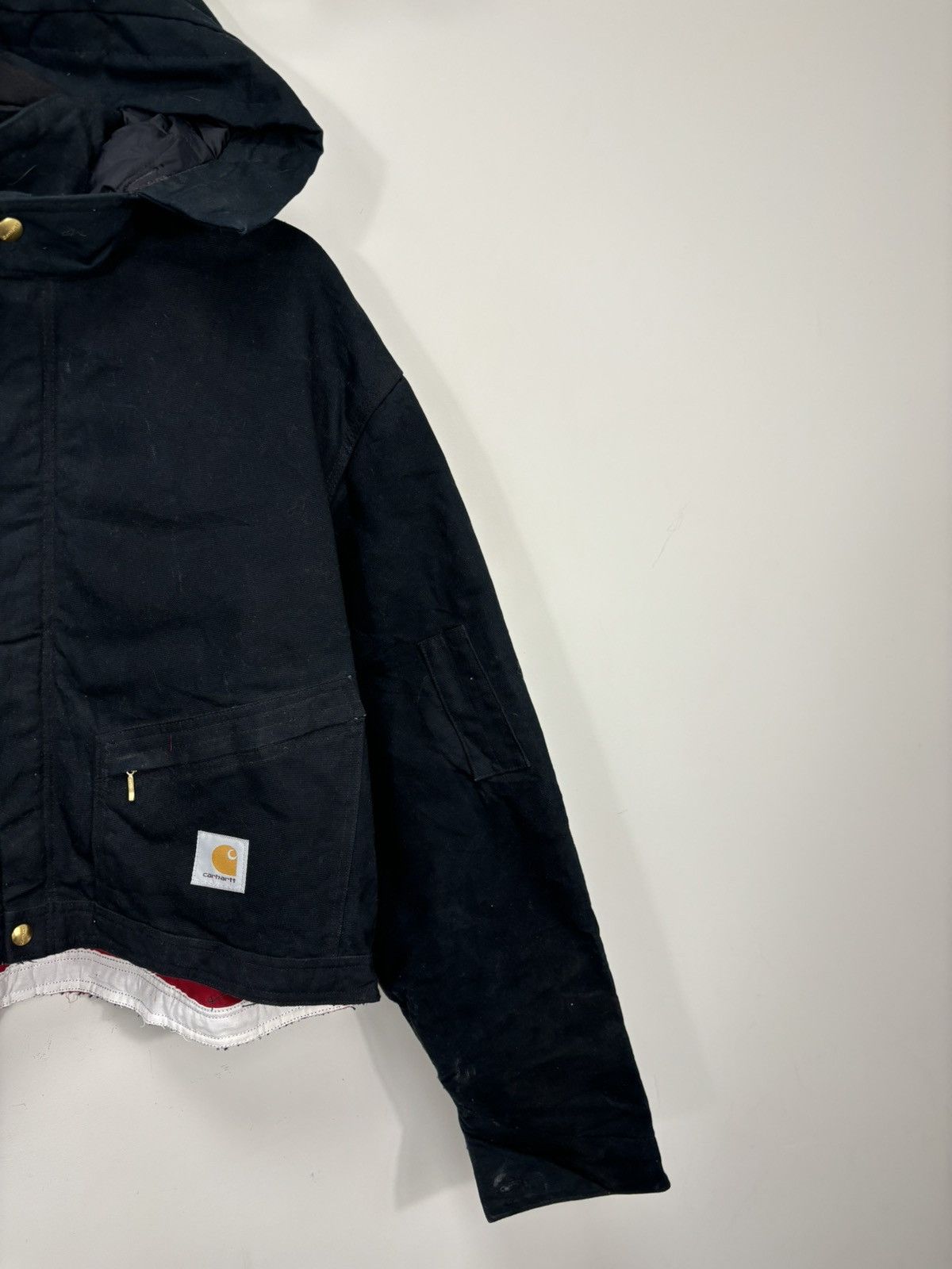 Carhartt Vintage 90s Carhartt USA Zip Pockets Hooded Cropped Jacket Size US L / EU 52-54 / 3 - 4 Thumbnail