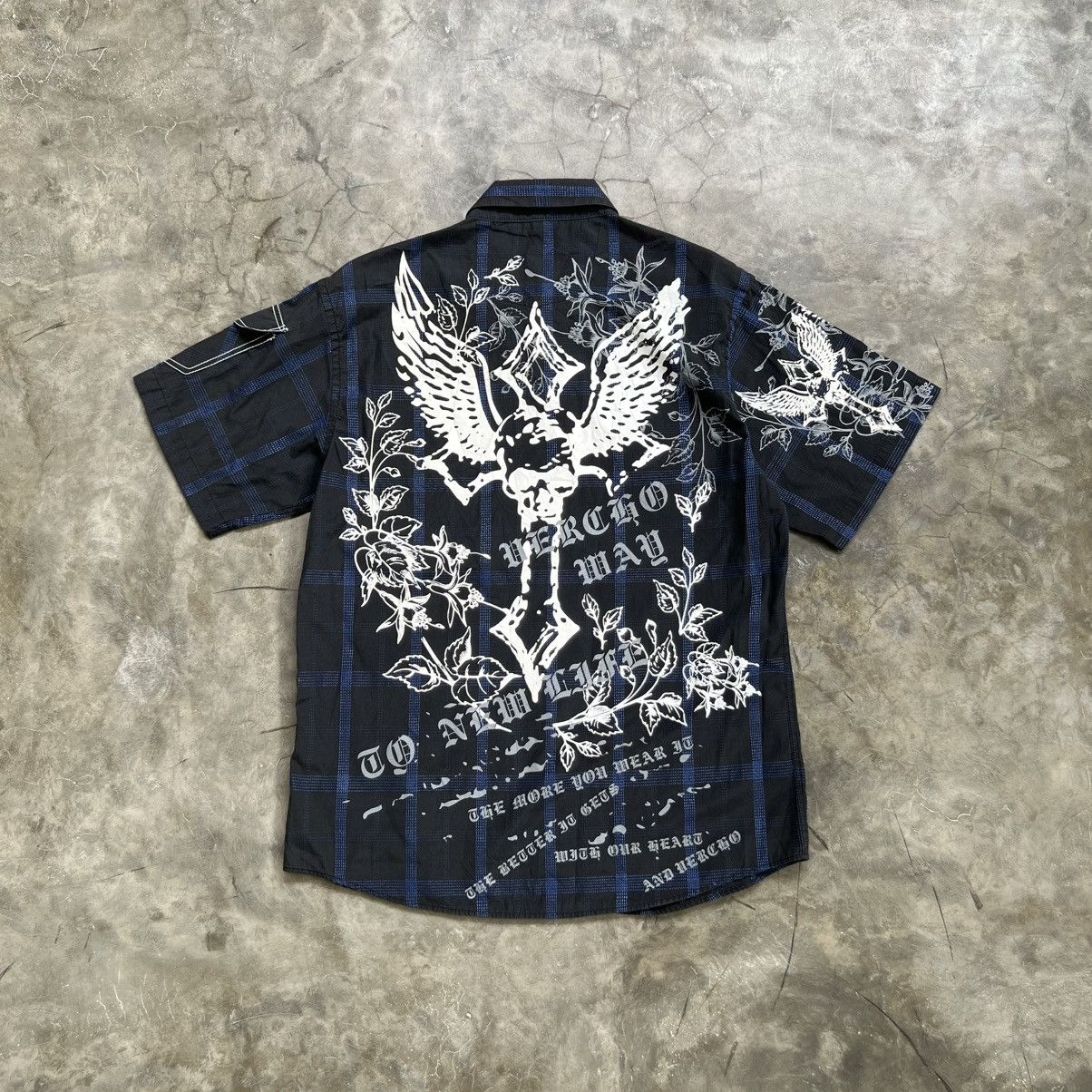 Affliction 2000s Vercho Affliction Style Check Skull Button Shirt Size US M / EU 48-50 / 2 - 2 Thumbnail