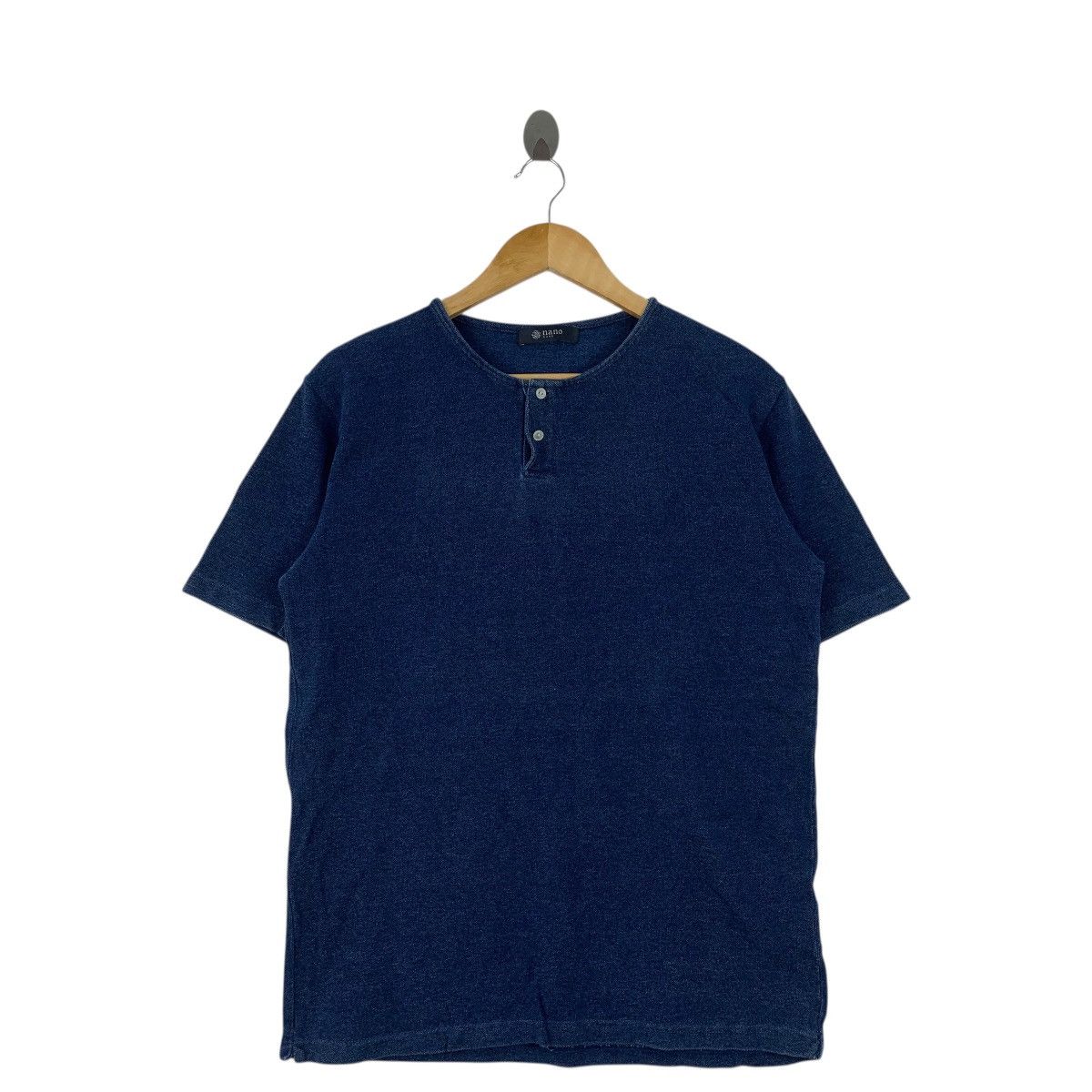 NANO universe NANO UNIVERSE BASE Collection Japan Indigo Henley Tee Shirt Size M / US 6-8 / IT 42-44 - 4 Thumbnail