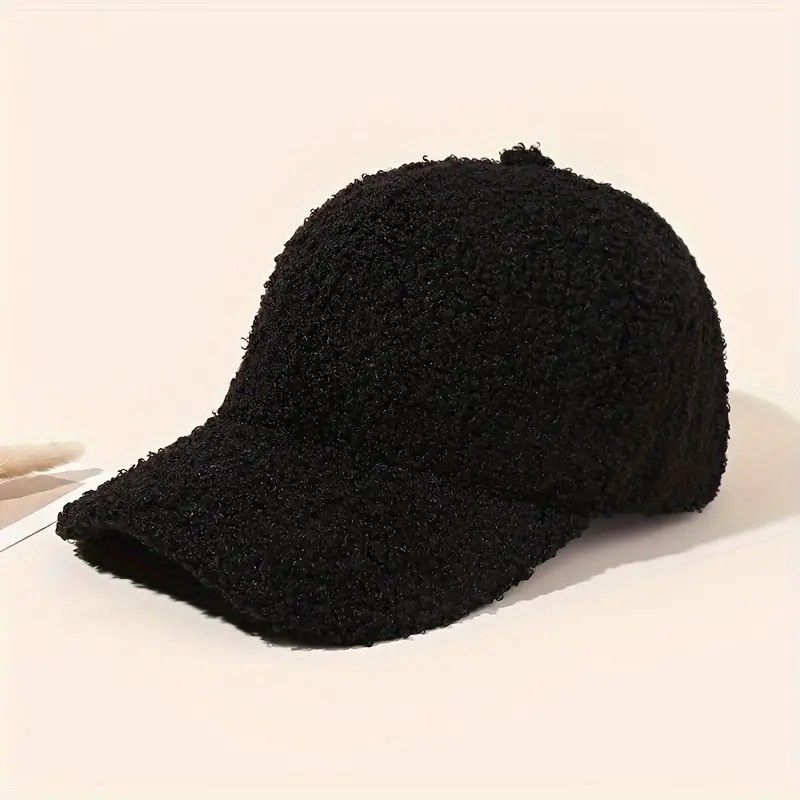 Other Black Cozy Sherpa Fleece Baseball Cap Winter Warm Soft Size ONE SIZE - 4 Thumbnail