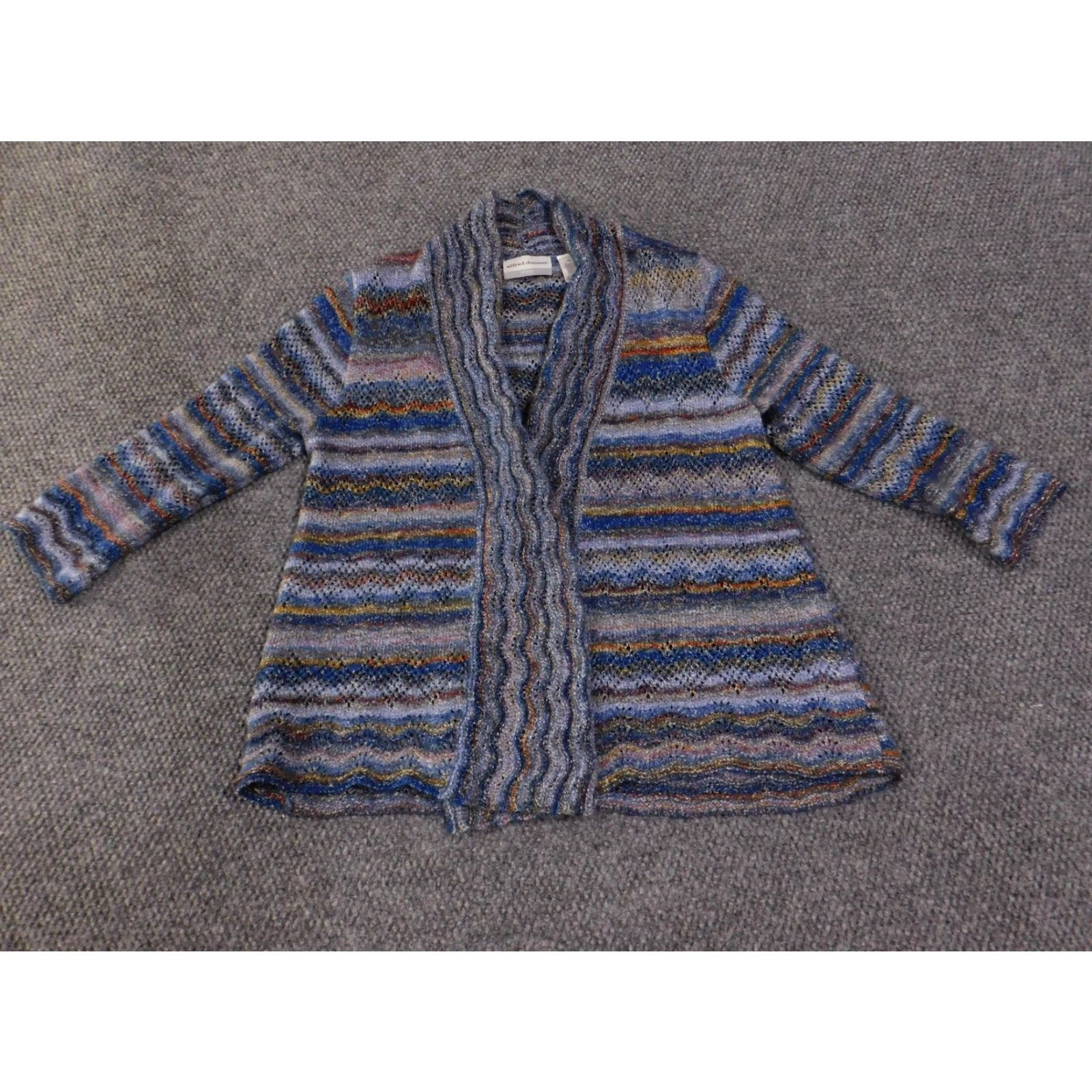 Vintage VINTAGE Alfred Dunner Sweater Womens Petite XL Striped Open Front 3/4 Sleeve Cardigan Size XL / US 12-14 / IT 48-50 - 2 Thumbnail