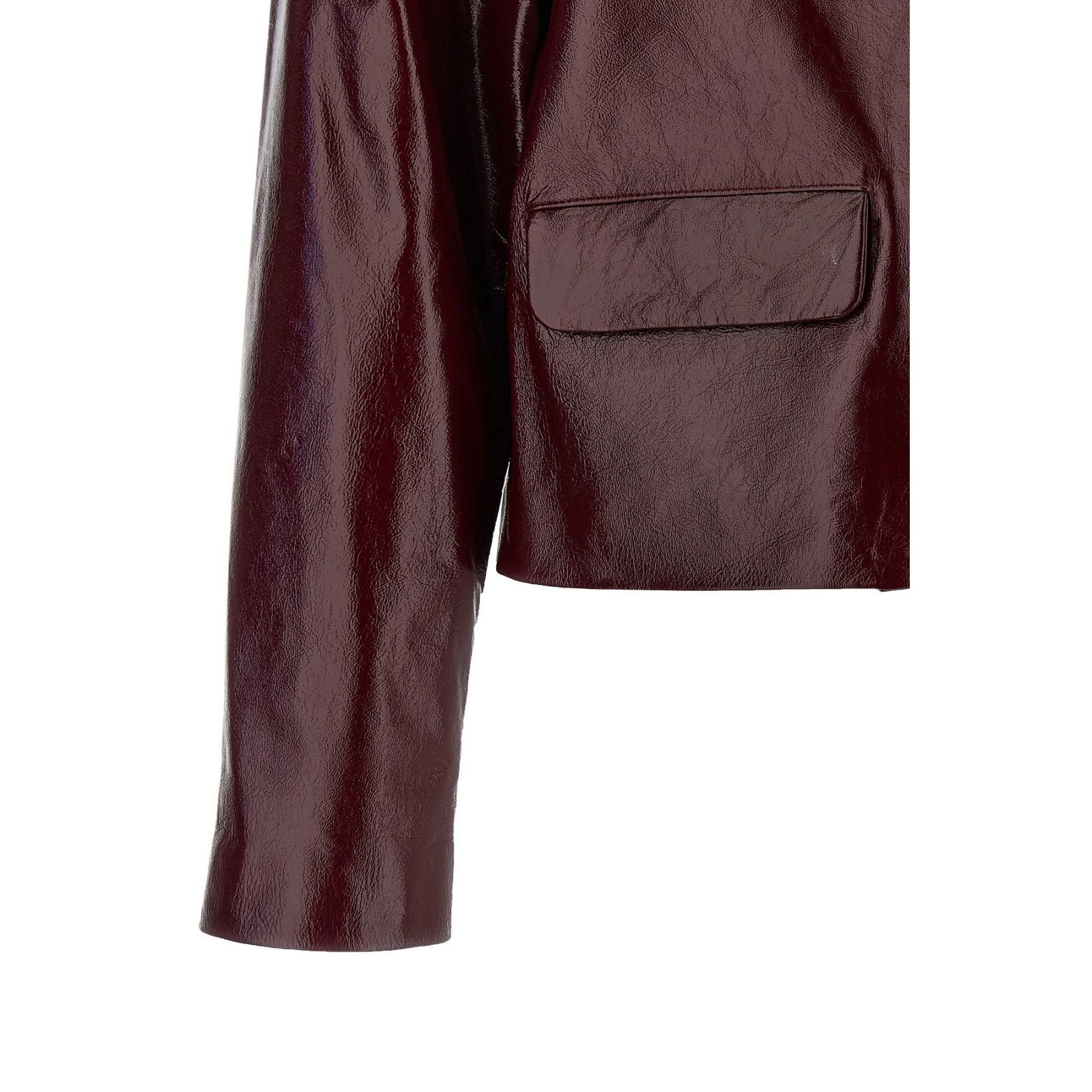 Self-Portrait SELF PORTRAIT Craque Red/Bordeaux Leather Crop Jacket New & Size XL / US 12-14 / IT 48-50 - 4 Thumbnail
