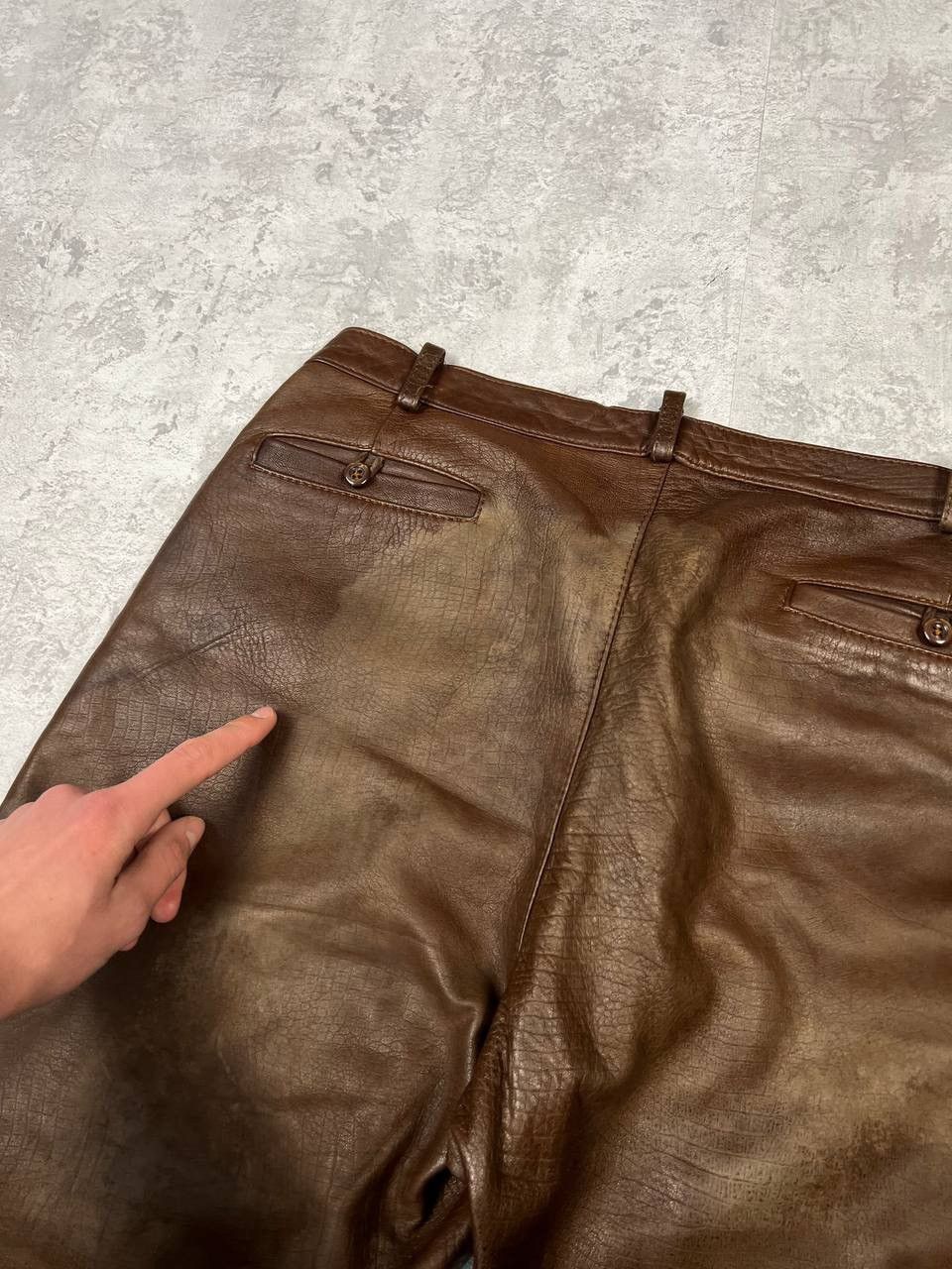 Genuine Leather Vintage Brown Leather Pants Y2K Size US 36 / EU 52 - 15 Thumbnail