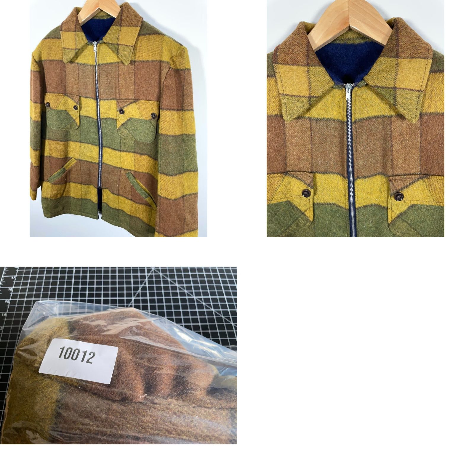 Etro VINTAGE 60s Wool Zip Up Jacket Men’s L Yellow Plaid Shaggy Lining Retro Military Jacket Style Size US L / EU 52-54 / 3 - 9 Thumbnail