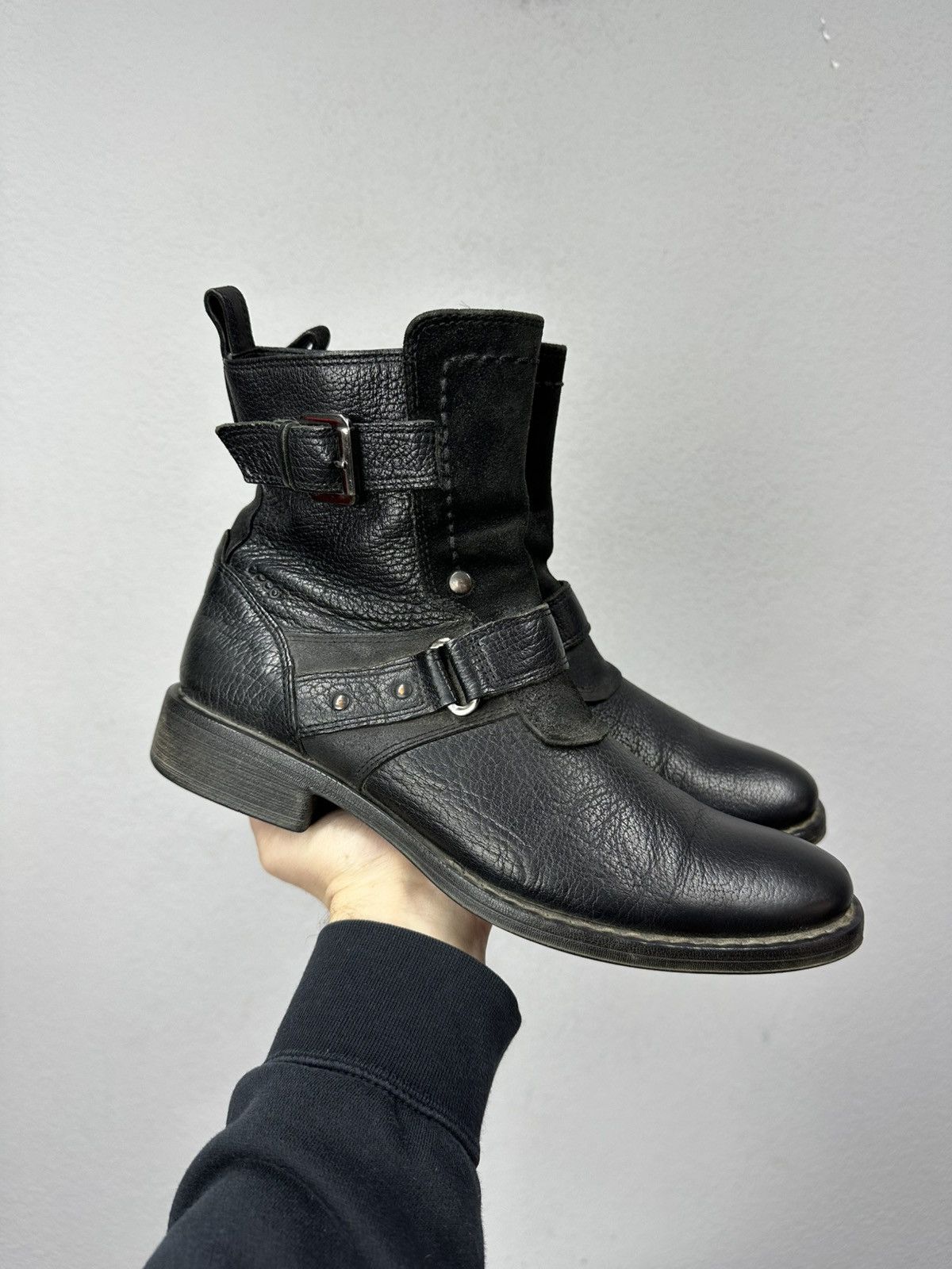 Ecco AS 98 Vibe Artisan Black Leather Side Zip Ankle Biker Boots Size US 9 / EU 42 - 2 Thumbnail