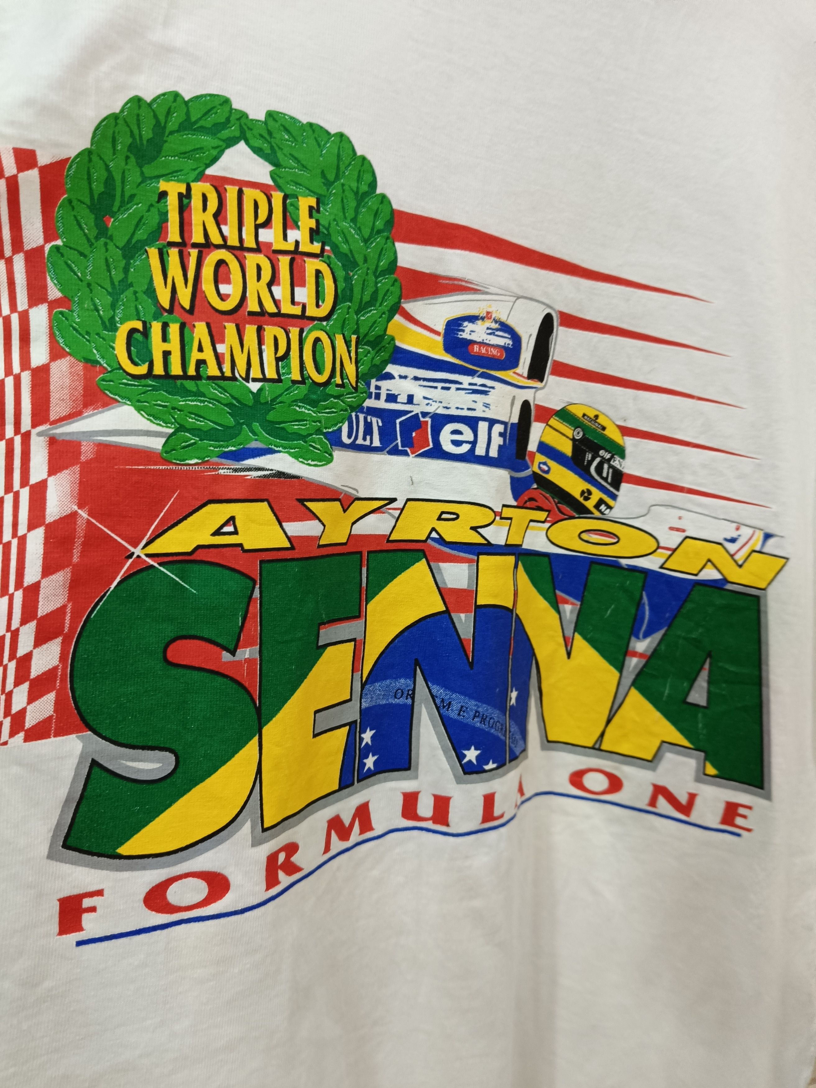 Vintage Vintage Formula One Ayrton Senna T Shirt Size US L / EU 52-54 / 3 - 2 Thumbnail