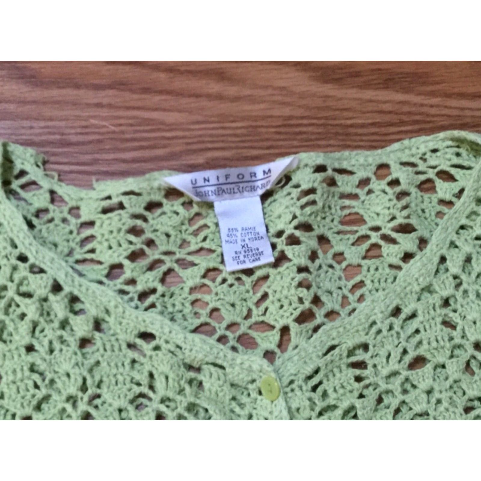 Vintage VINTAGE John Paul Richard Women's Cardigan Sweater XL Open-Knit Mint Green Casual Spring Summer Fall Size XL / US 12-14 / IT 48-50 - 4 Thumbnail