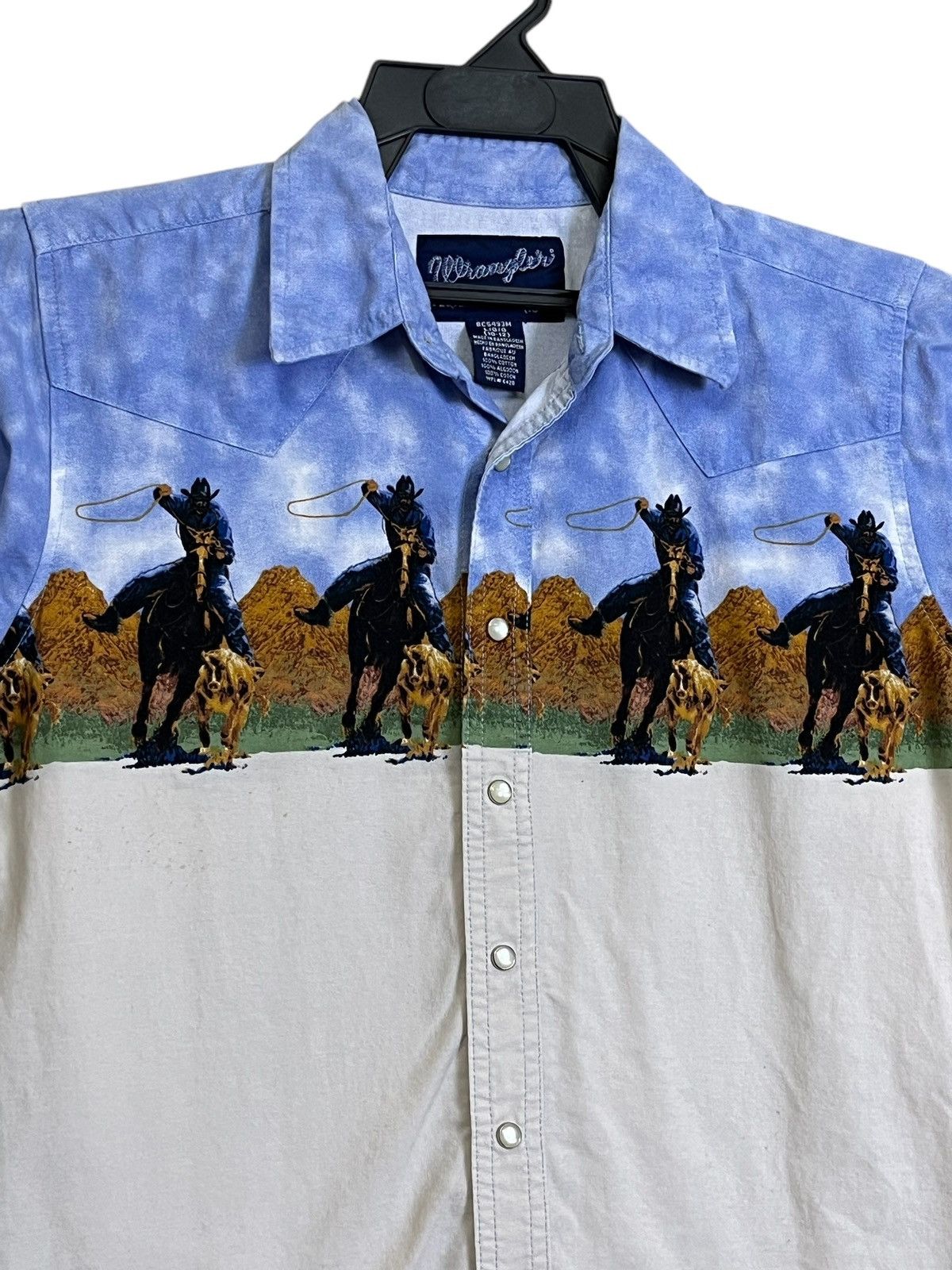 Wrangler RARE🔥VINTAGE WRANGLER COWBOYS WESTERN BUTTON UPS SHIRT Size US XS / EU 42 / 0 - 5 Thumbnail