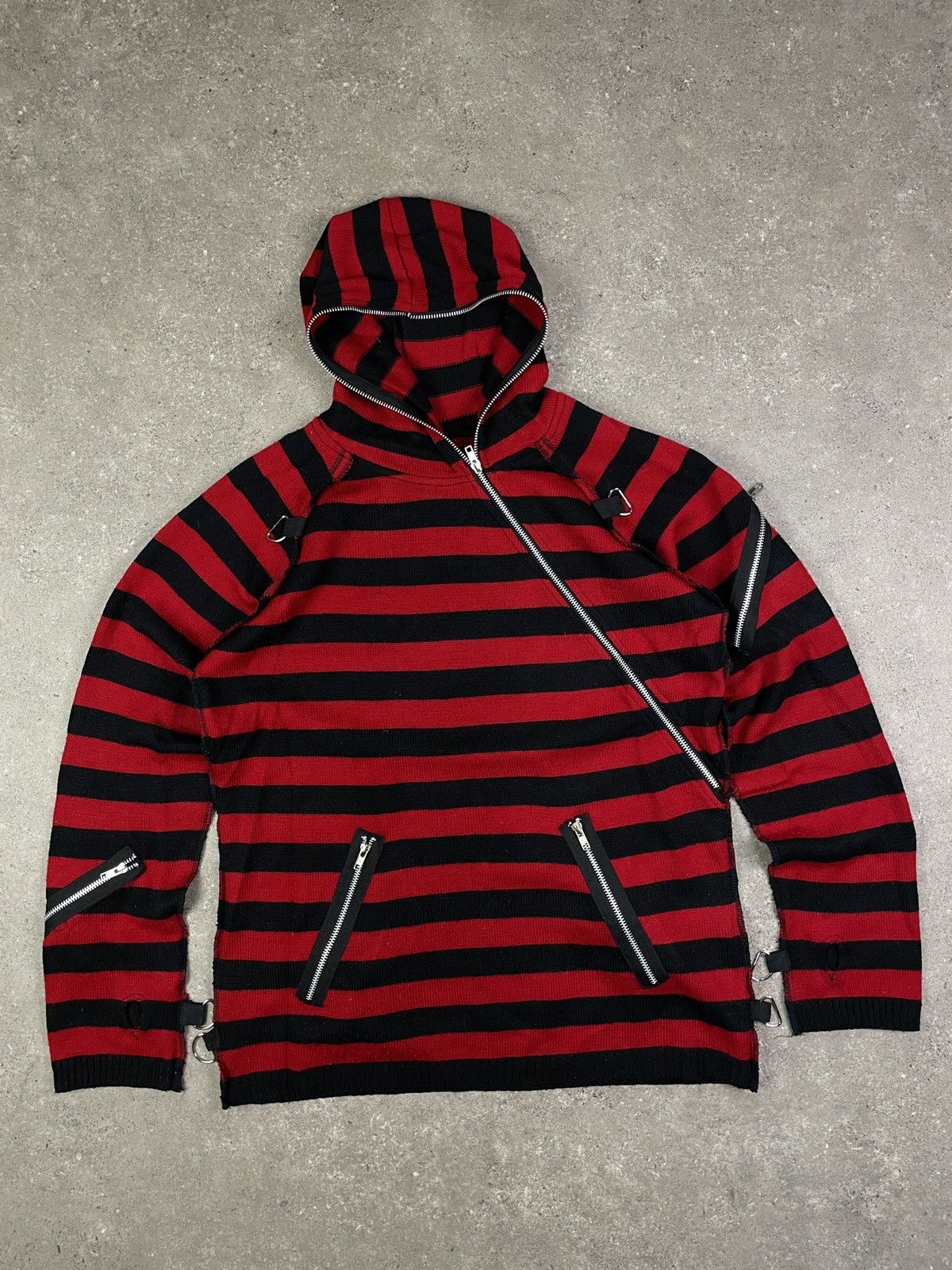 Japanese Brand × Vintage Vintage Goth Y2K Opium Striped Gringe Full Zip Sweater Size US L / EU 52-54 / 3 - 1 Thumbnail