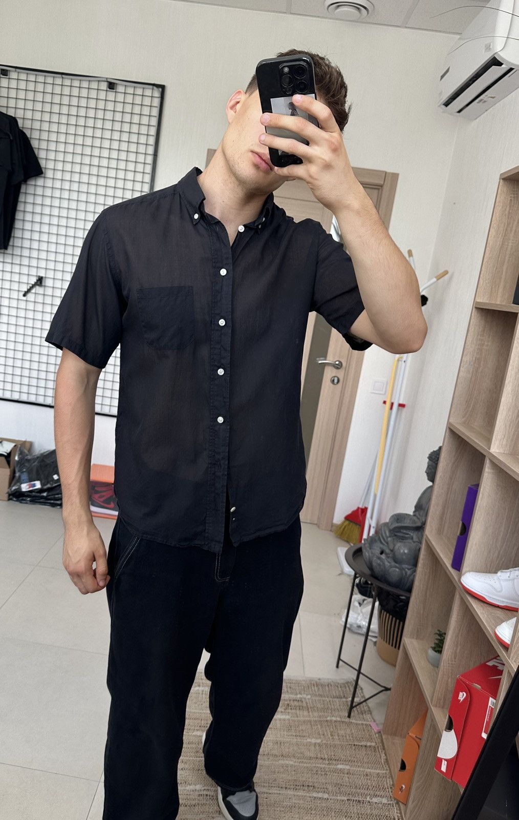 Eton Eton Ultra Light Button Up short Sleeve Shirt Men L black Size US L / EU 52-54 / 3 - 15 Thumbnail