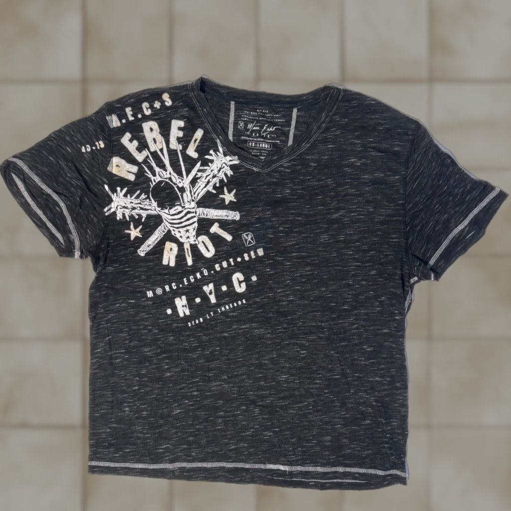 Affliction VINTAGE Marc Ecko Rebel Riot Deadly Threads Affliction Punk Biker Emocore T-Shirt 2XL Black Men Crew Neck Short Sleeve Logo Pattern Solid, Tshirt Size US XXL / EU 58 / 5 - 1 Thumbnail