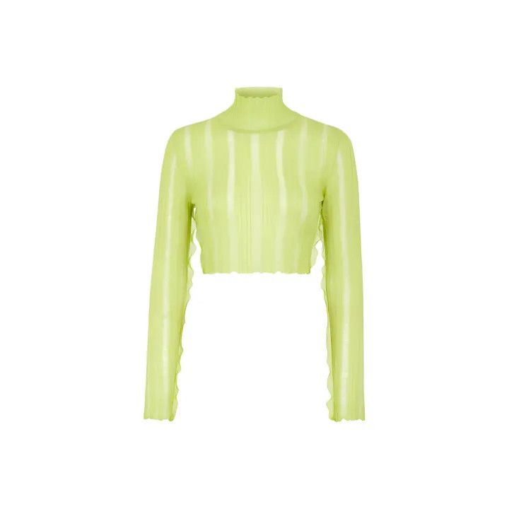 Fendi Fendi Green Long Sleeve Sweater with Ruffle Hem 0079 Size S / US 4 / IT 40 - 1 Thumbnail