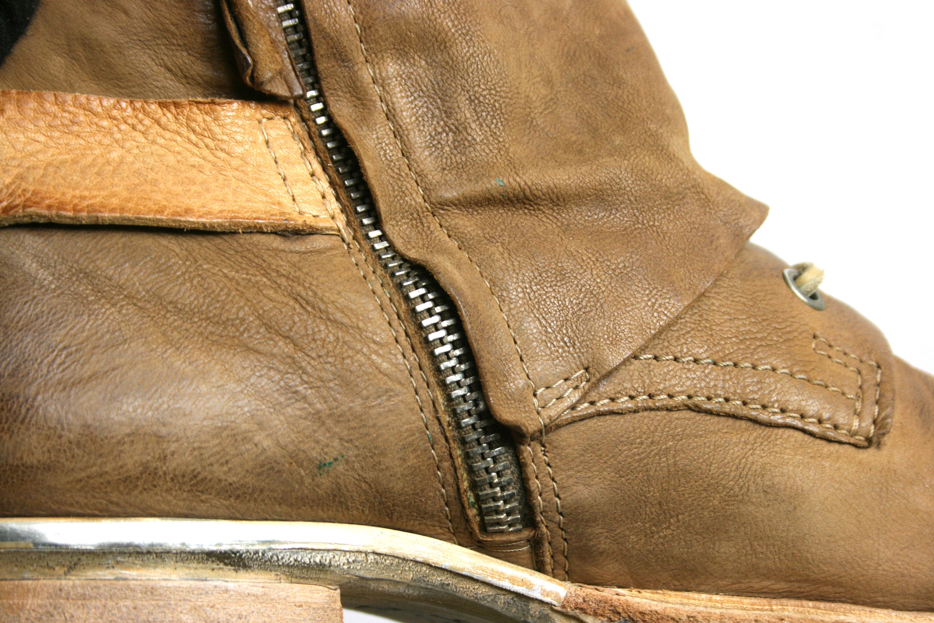 A.S.98 00S Boho Grunge Biker Closed Leather Boots Vintage Size US 9 / IT 39 - 9 Thumbnail