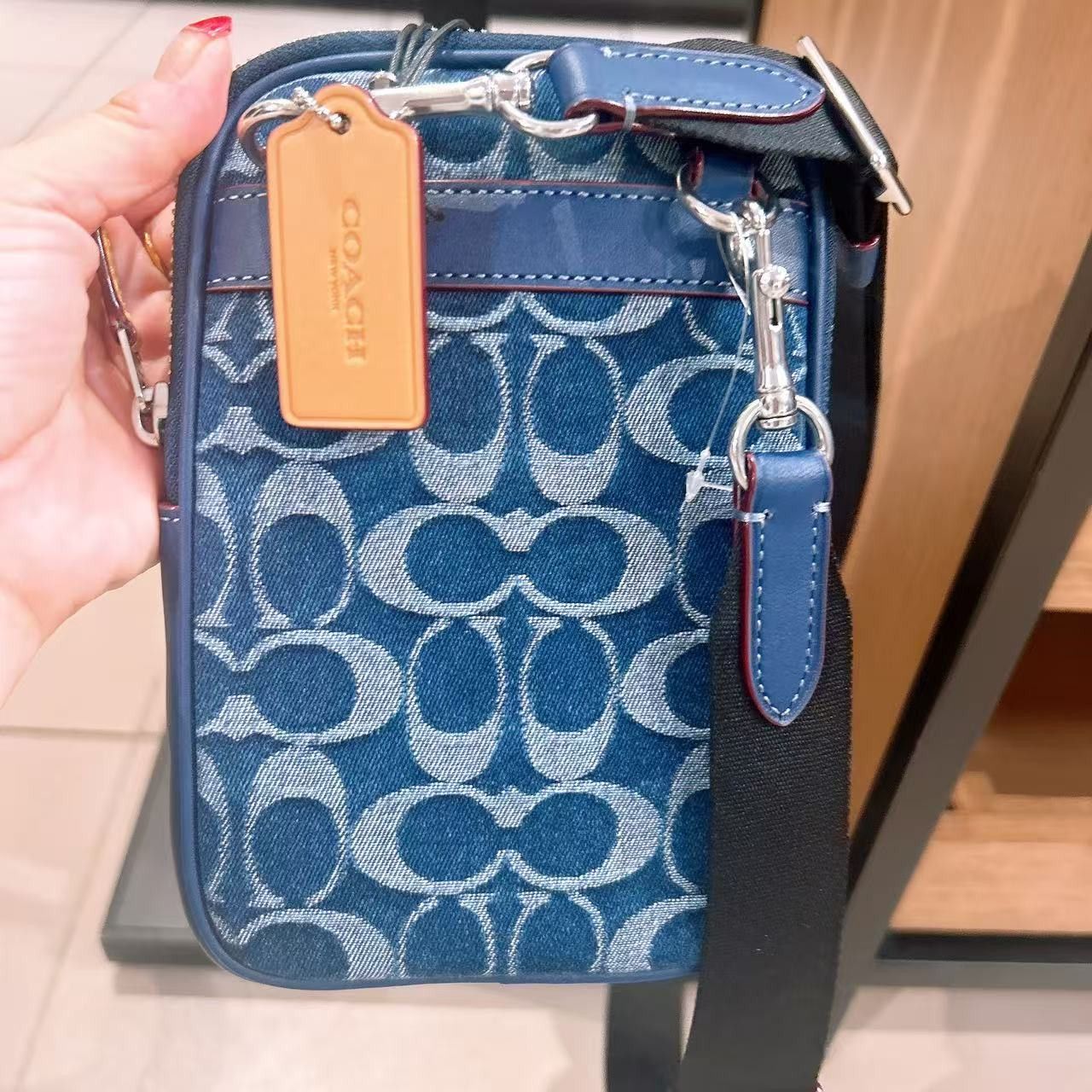Coach Men’s Aden Crossbody Bag In Signature Denim CY889 Size ONE SIZE - 3 Thumbnail