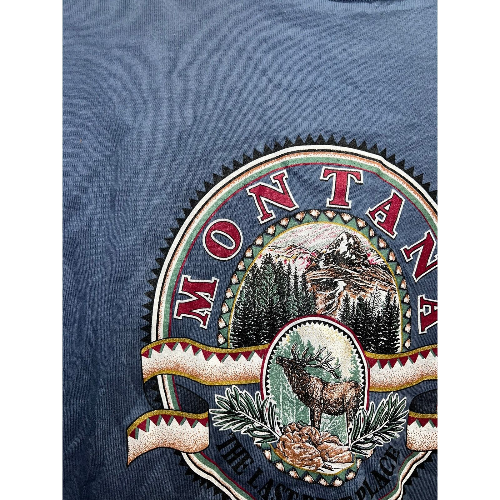 Anvil Vintage Montana Shirt The Last Best Place Blue Large L 90s Size US L / EU 52-54 / 3 - 7 Thumbnail
