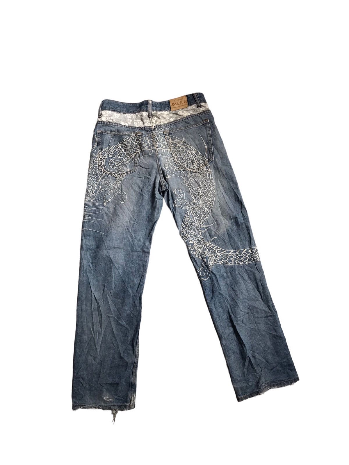GOA FUGUTAITEN DISTRESSED DENIM DRAGON OVERPRINT Size US 30 / EU 46 - 8 Thumbnail
