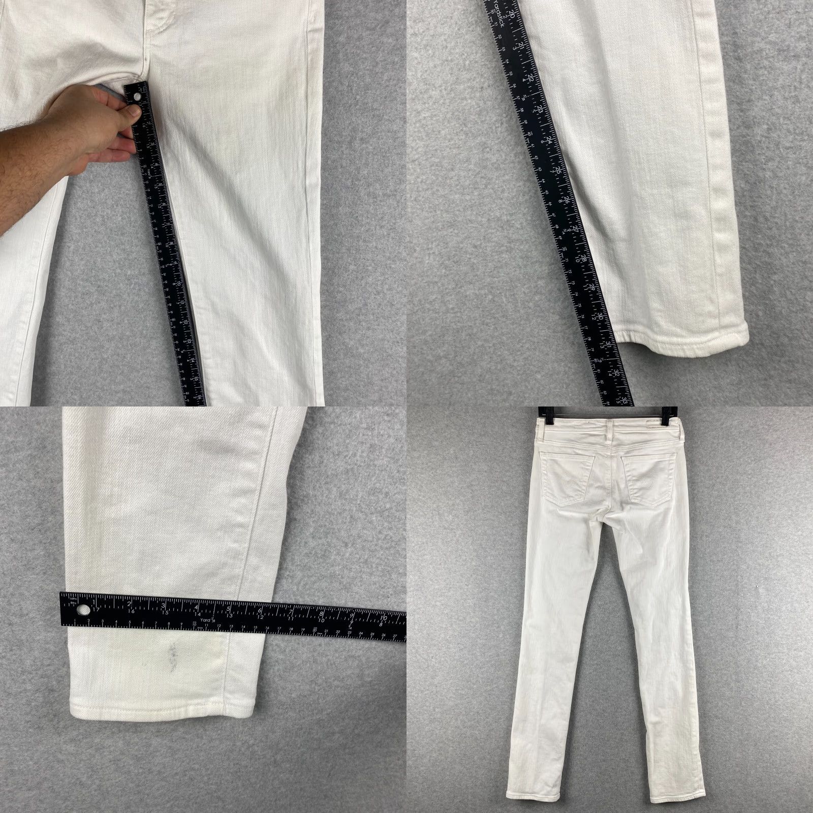 Vintage AG Adriano Goldschmied Jeans Womens 27 Slim Straight White 31 Inseam 5-Pocket Distressed Logo Belt Loops Modern USA Jeans Women Slim 90s? Size 27" / US 4 / IT 40 - 8 Thumbnail