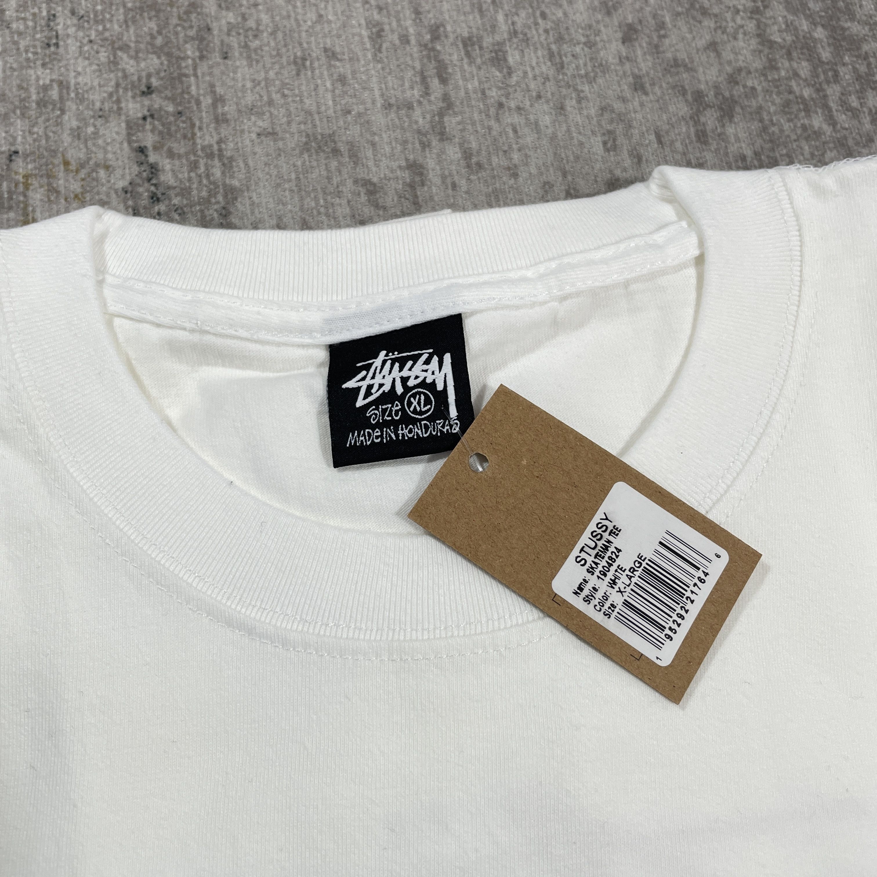 Stussy Stussy Logo Skate Man Tshirt White XL Size US XL / EU 56 / 4 - 4 Thumbnail