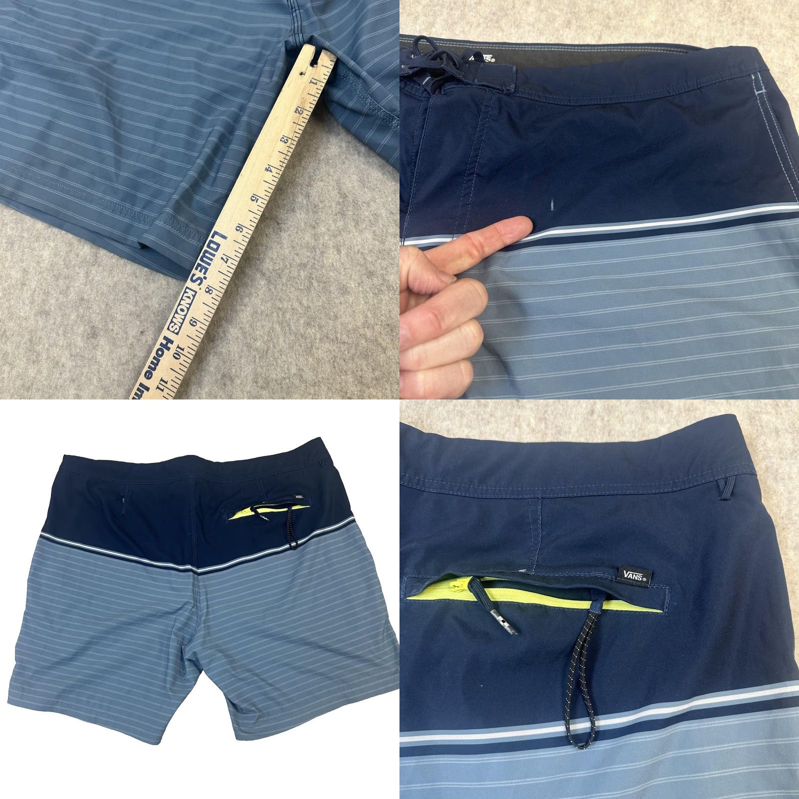 Vans Vans Board Shorts Mens 40 Blue Striped Swim Trunks Surf Beach Drawstring Back Pocket Quick Dry Lightweight Size US 40 / EU 56 - 8 Thumbnail