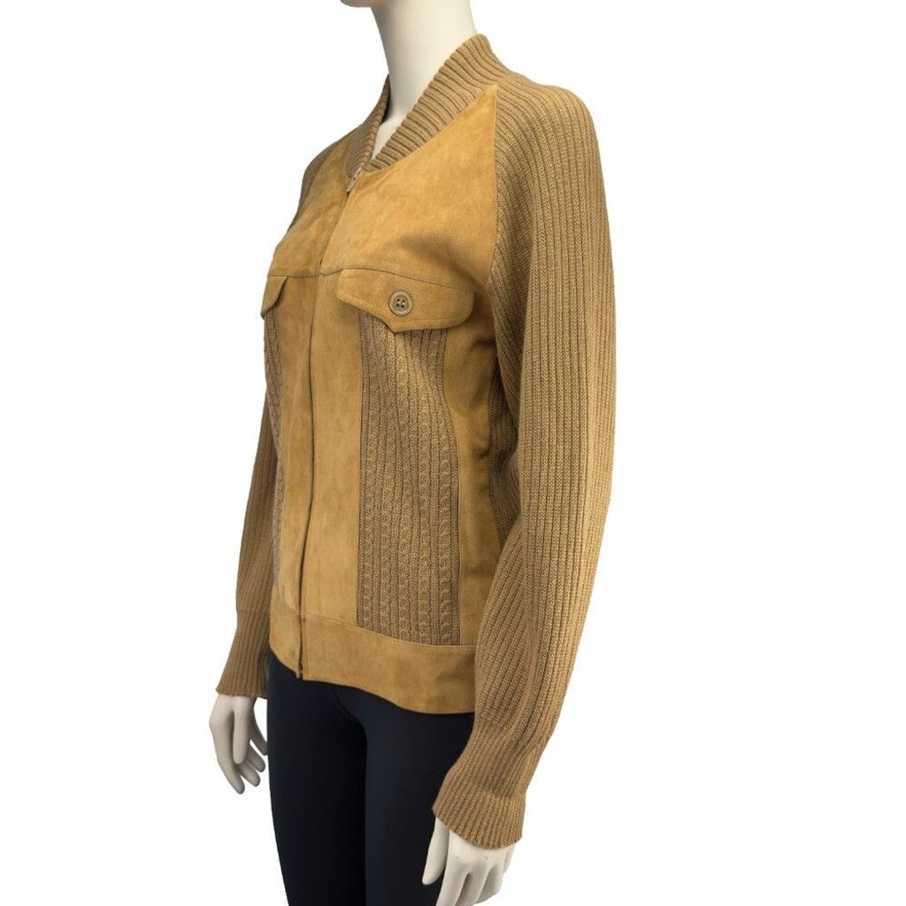 Bally BALLY Heritage Suede Tan Knitted Western Boho Jacket Zip-Up Size M / US 6-8 / IT 42-44 - 3 Thumbnail