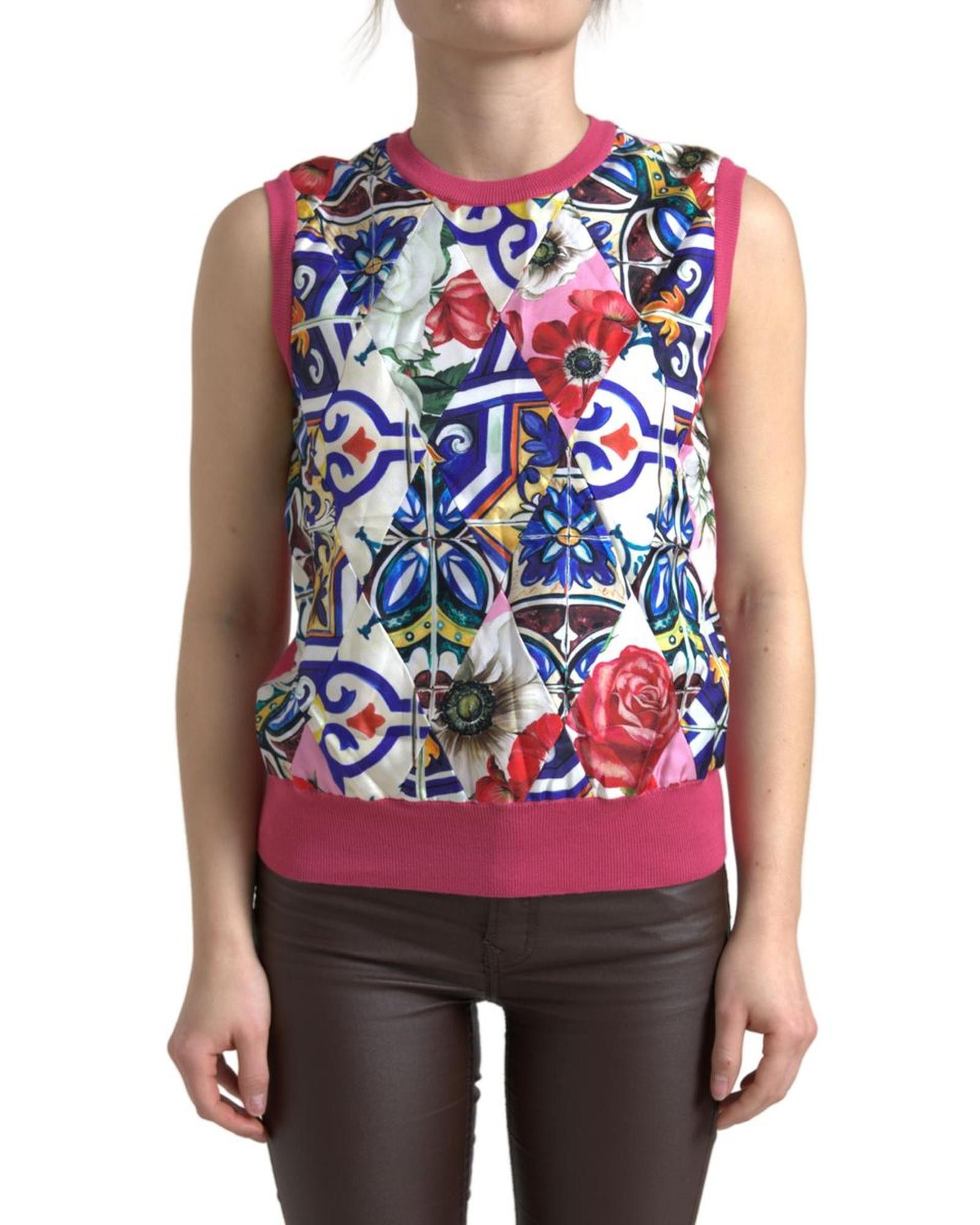 image of Dolce Gabbana Floral Print Crew Neck Tank Top, Women's (Size XS)