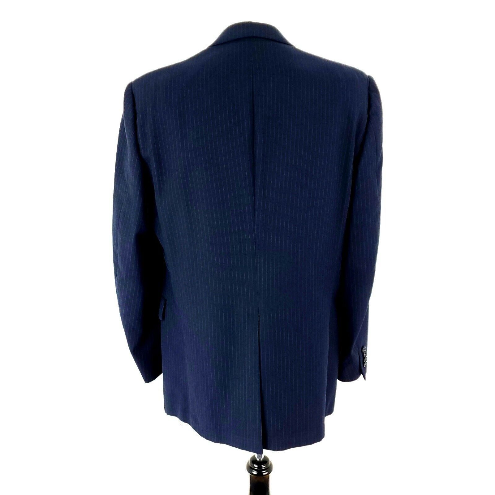 Hart Schaffner Marx Hart Schaffner Marx Wool 2 Button 2 Piece Suit 42L Blue Stri Size 42L - 6 Thumbnail