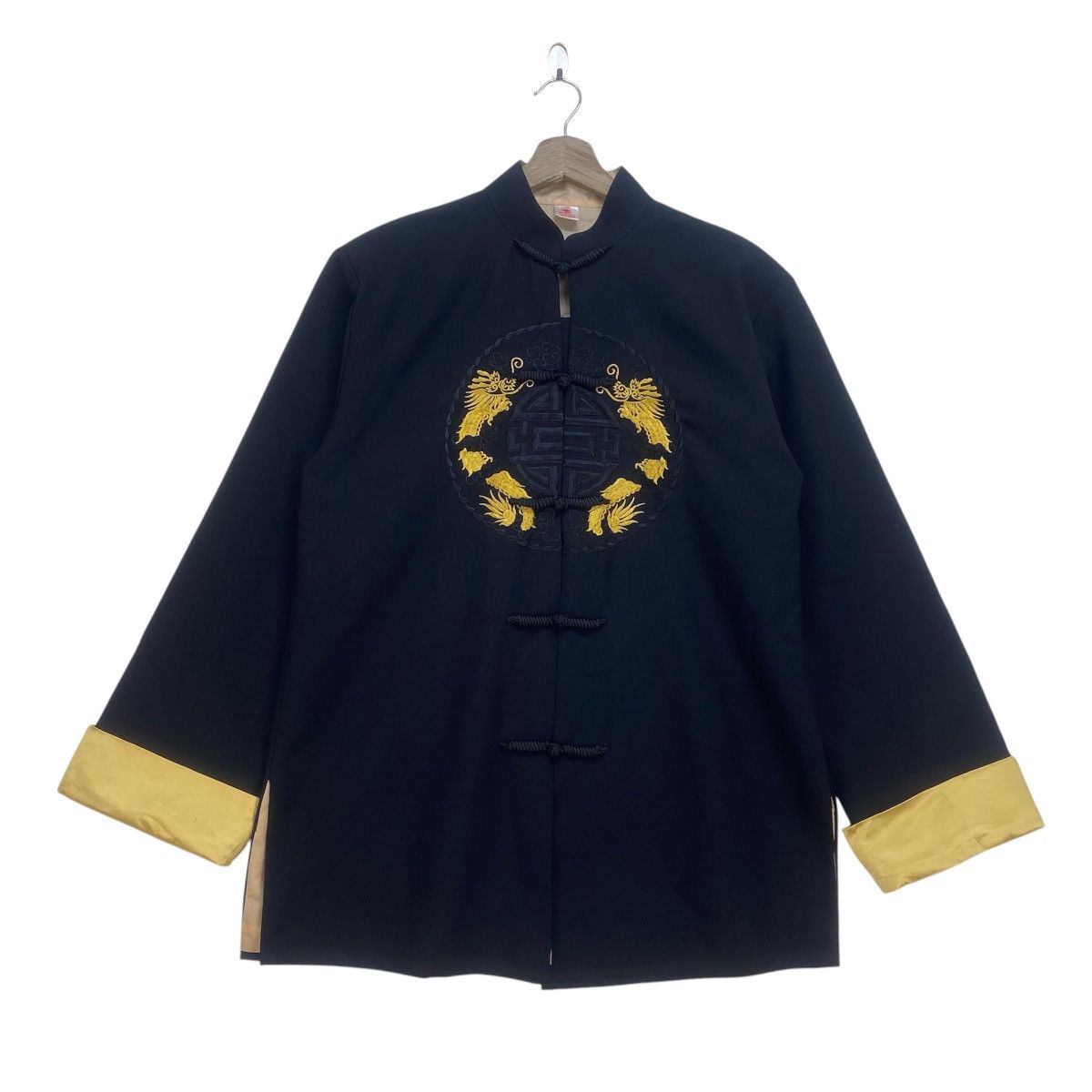 Japanese Brand 100% Silk Japanese Traditional Wear Gold Dragon Embroidered Size US M / EU 48-50 / 2 - 2 Thumbnail