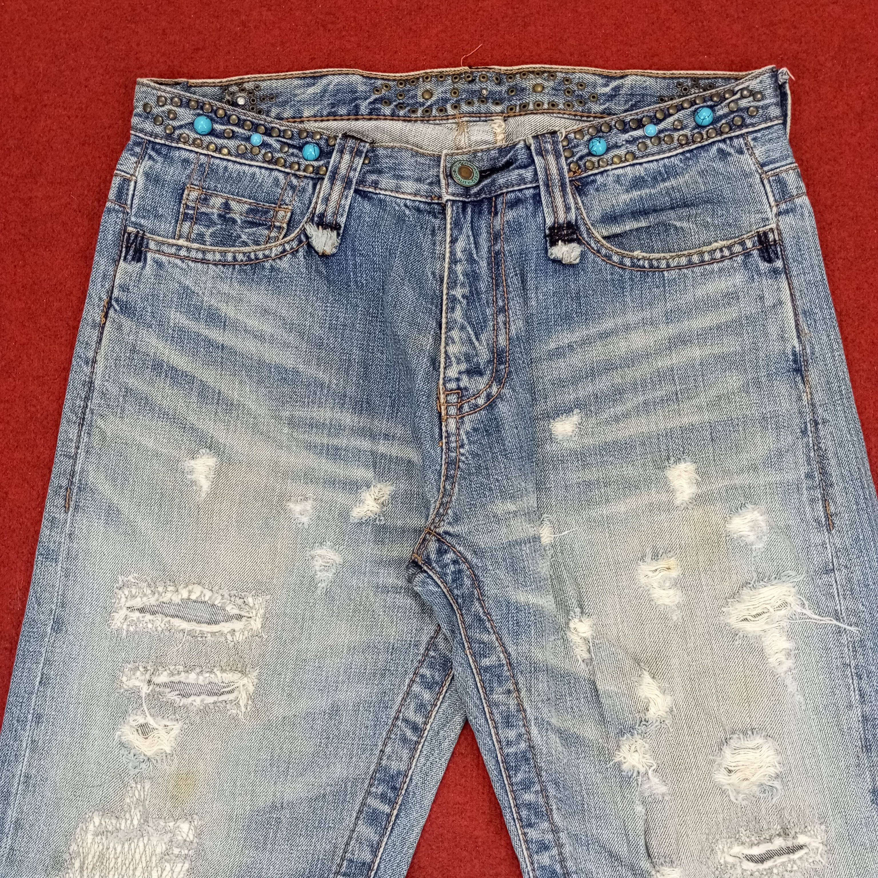 Vintage Distressed Jeans Rock Punk Style Streetwear Size US 34 / EU 50 - 2 Thumbnail