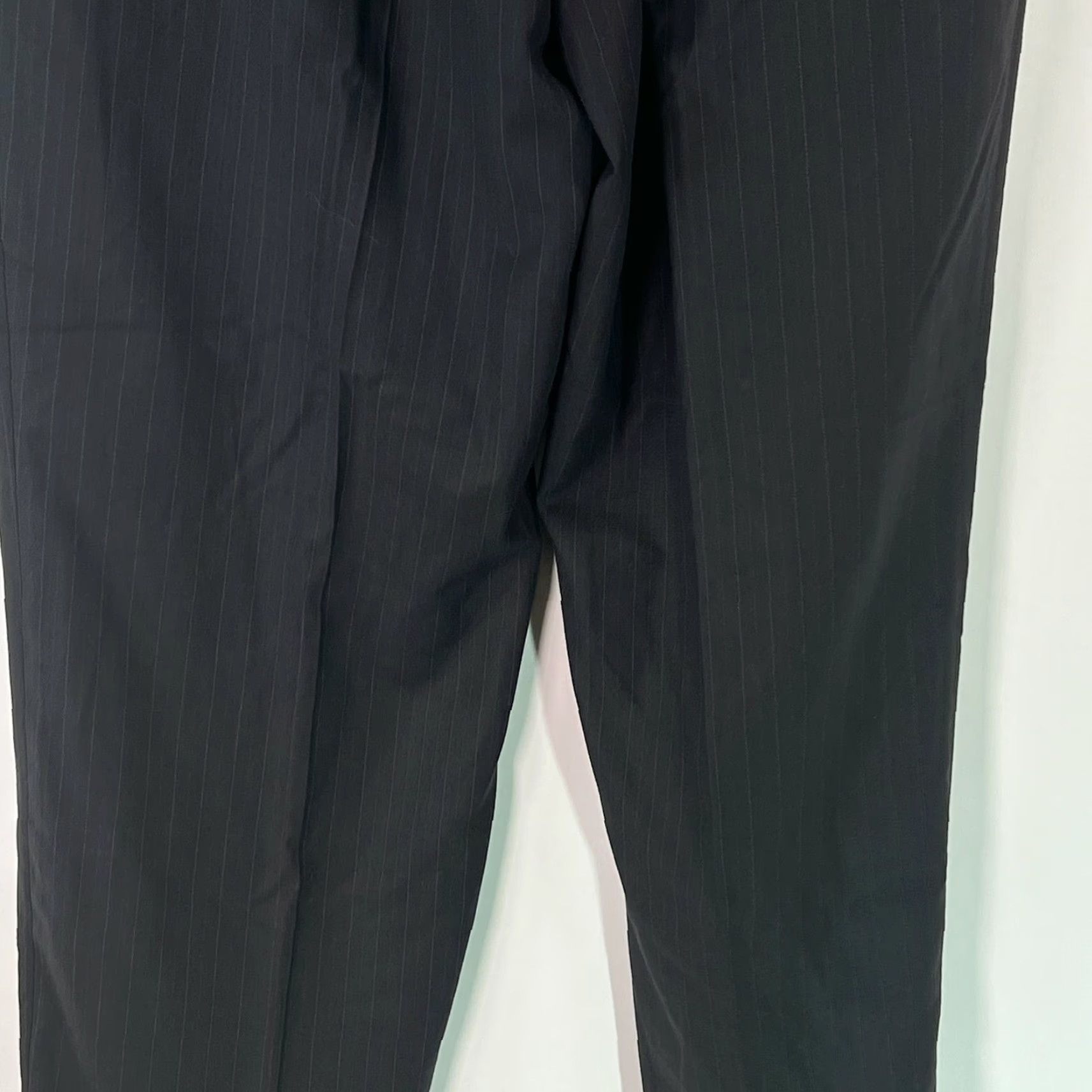 Vintage Louis Raphael Mens Flat Front Striped Black Dress Pants 34X32 Size US 34 / EU 50 - 4 Thumbnail