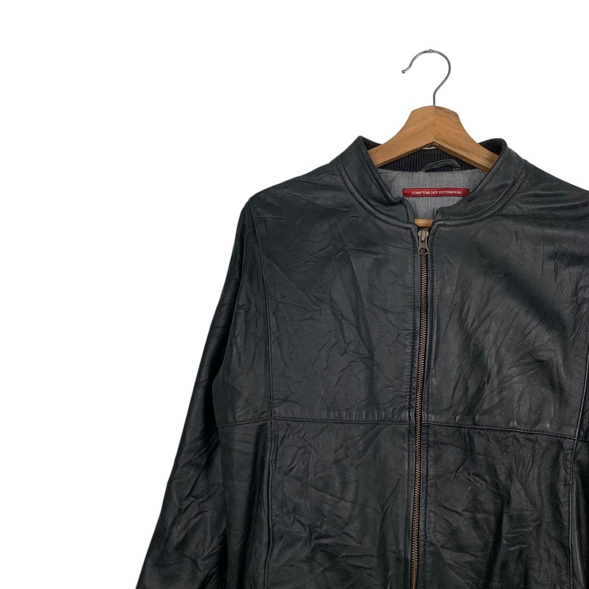 Japanese Brand COMPTOIR DES COTONNIERS Leather Bomber Jacket #2560-C115 Size L / US 10 / IT 46 - 3 Thumbnail