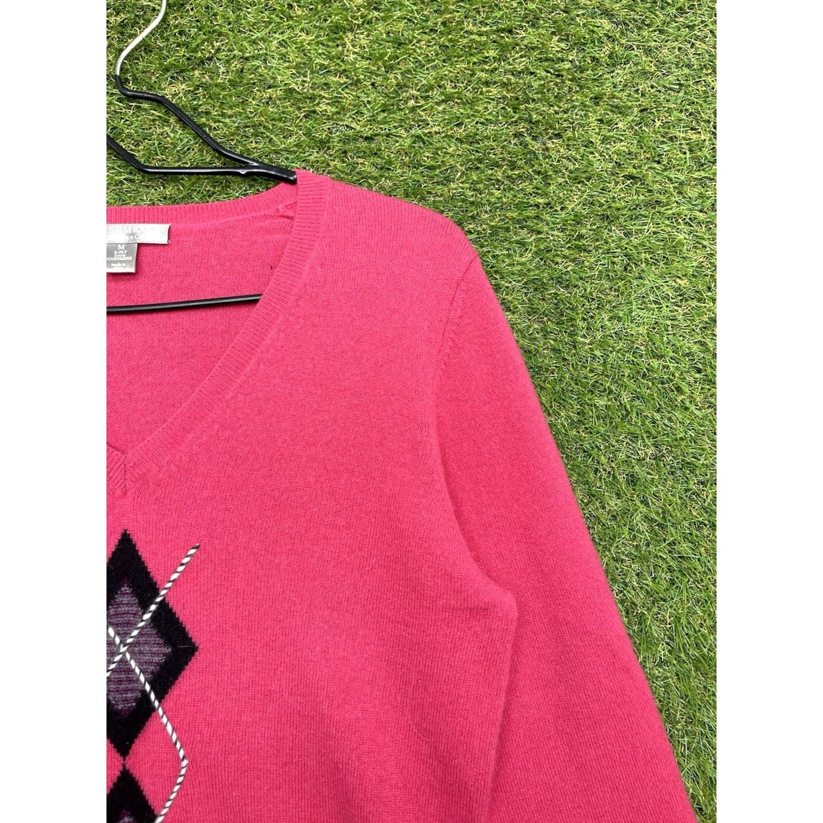 Charter Club VINTAGE Charter Club Luxury Cashmere Sweater Womens M Pink 90s Modern Y2K Formal Knit Pullover Raglan Sleeve V-Neck All Seasons Soft Size M / US 6-8 / IT 42-44 - 3 Thumbnail
