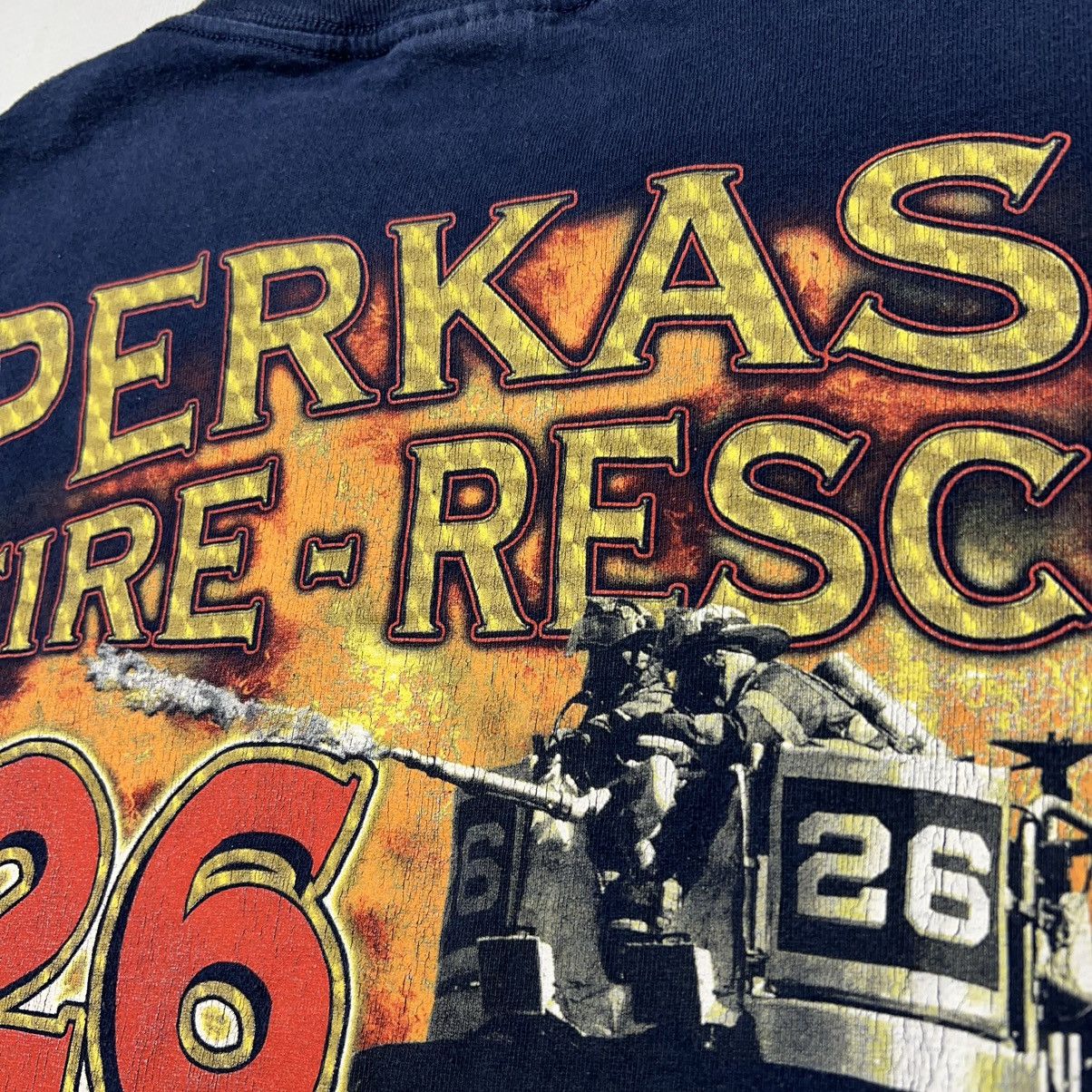 Vintage Fire Rescue Tee Shirt Blue Fighter Bucks County PA Truck Size US XL / EU 56 / 4 - 14 Thumbnail