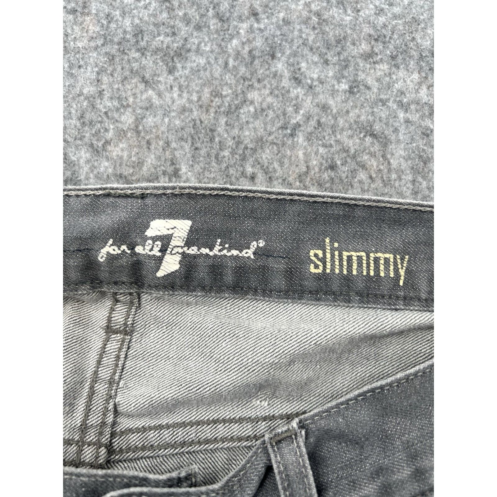 7 For All Mankind 7 For All Mankind Womens Gray Slimmy Straight Jeans | Size 36 | 5-Pocket Denim | Regular Fit Size 25" / US 0 / IT 36 - 5 Thumbnail