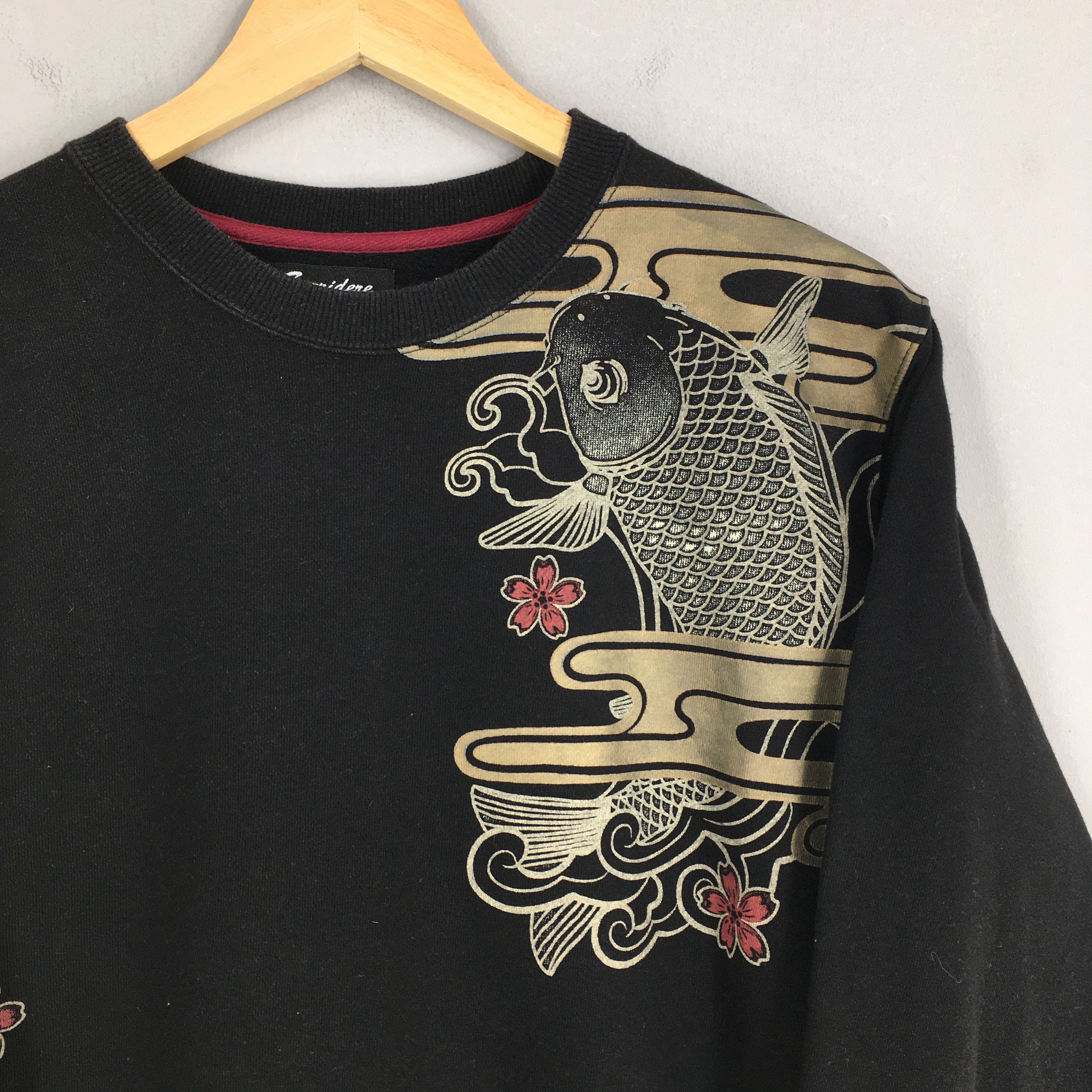 Japanese Brand × Vintage Fish Koi Sakura Blossom Sukajan Japan Sweater Medium Size US M / EU 48-50 / 2 - 2 Thumbnail